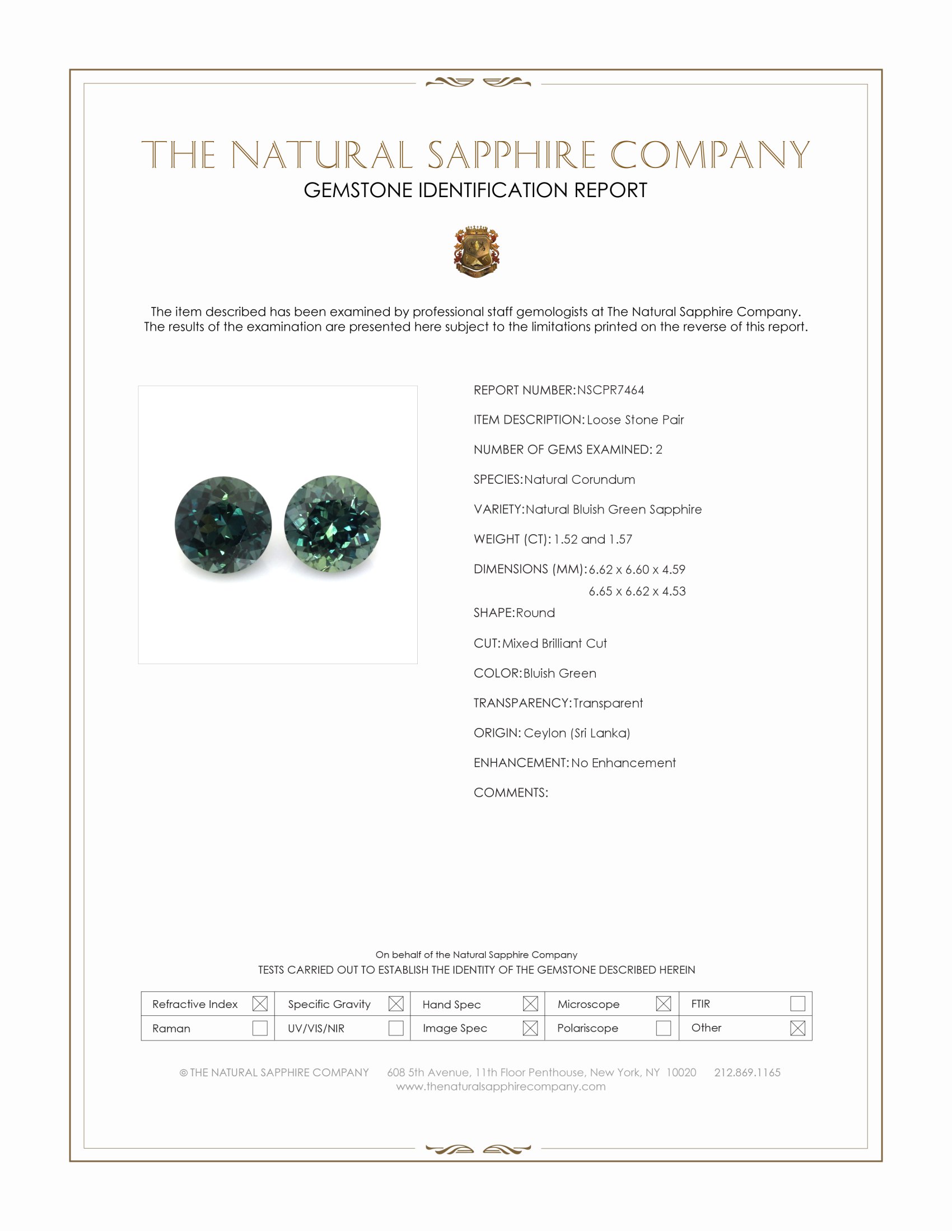 3.09 Ct.Tw. Bluish Green Sapphire Pair from Ceylon (Sri Lanka)