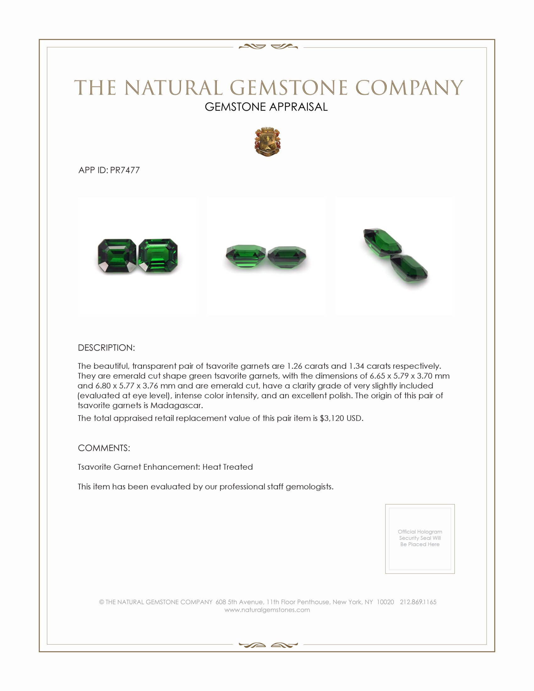 2.60 Ct.Tw. Tsavorite Garnet Pair from Madagascar