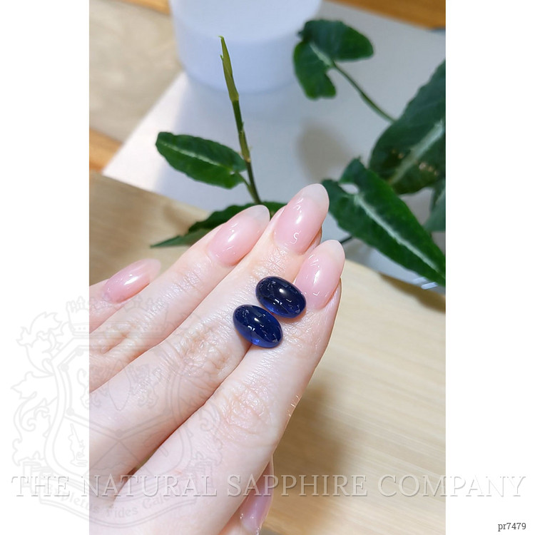 15.49 Ct.Tw. Blue Cabochon Sapphire Pair from Madagascar