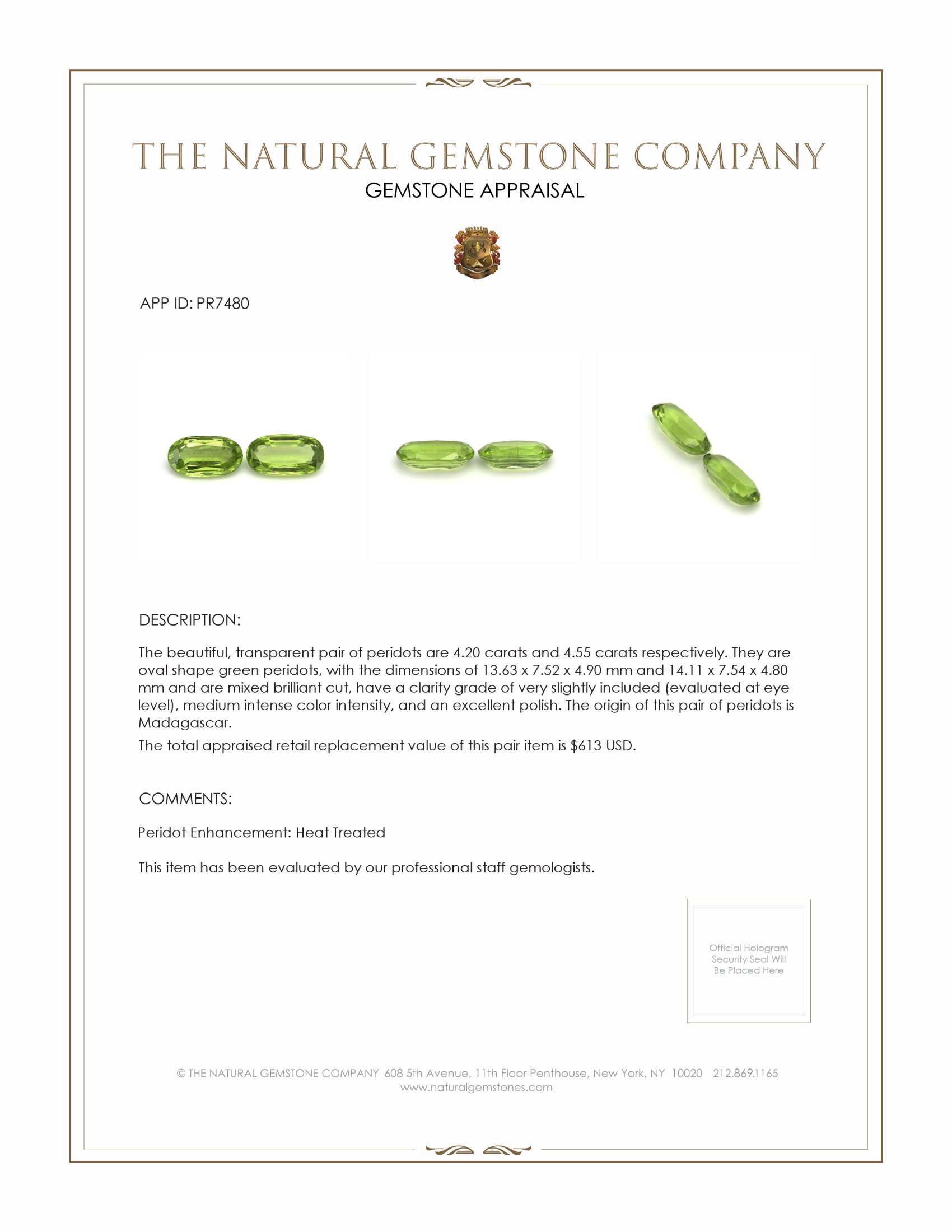 8.75 Ct.Tw. Green Peridot Pair from Madagascar