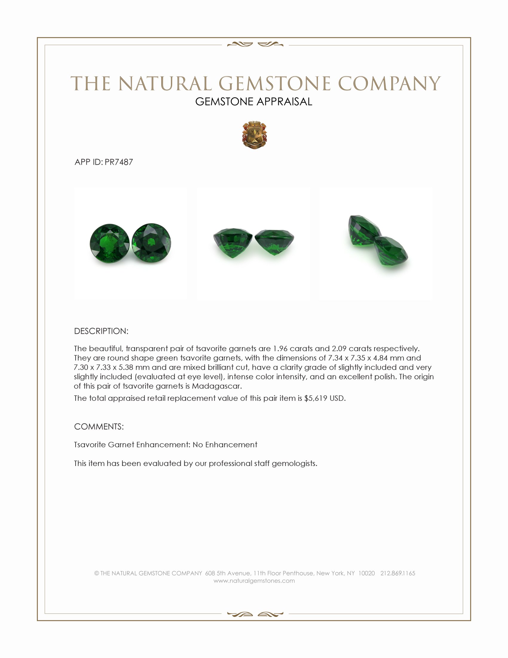 4.05 Ct.Tw. Tsavorite Garnet Pair from Madagascar