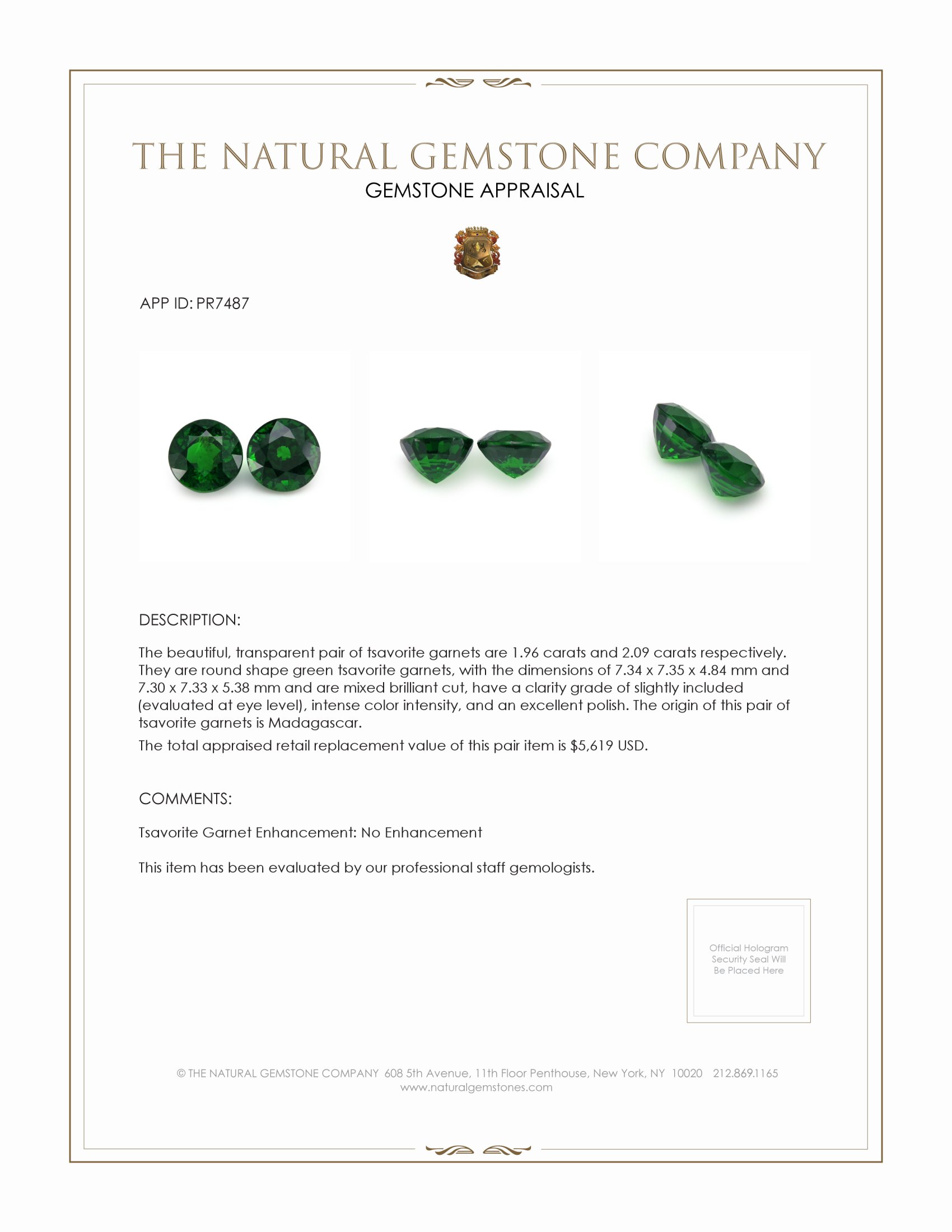 4.05 Ct.Tw. Tsavorite Garnet Pair from Madagascar