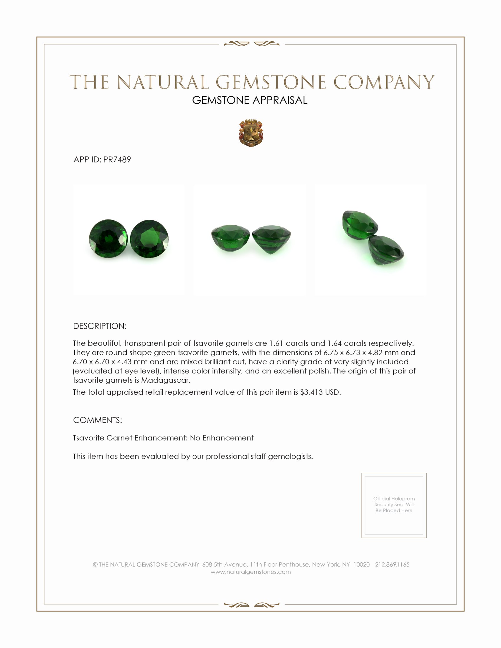 3.25 Ct.Tw. Tsavorite Garnet Pair from Madagascar