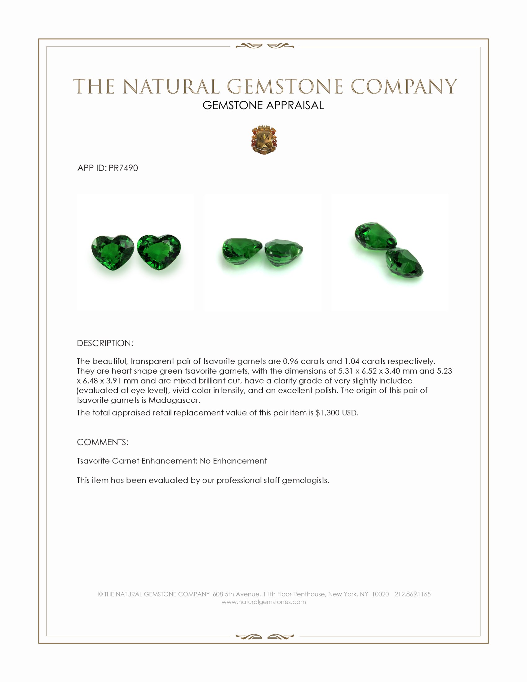 2.00 Ct.Tw. Tsavorite Garnet Pair from Madagascar