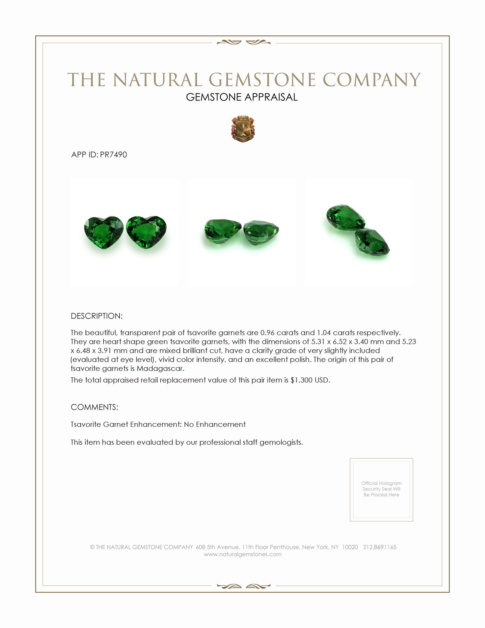 2.00 Ct.Tw. Tsavorite Garnet Pair from Madagascar