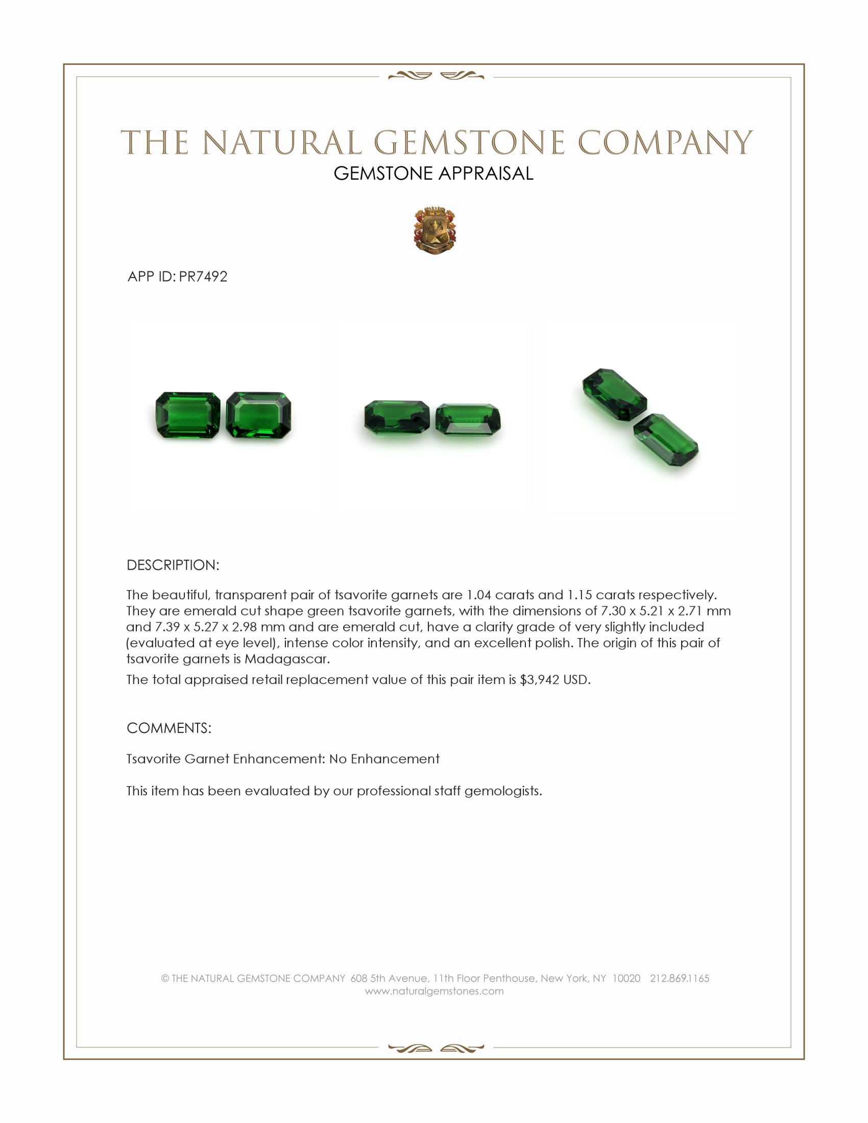 2.19 Ct.Tw. Tsavorite Garnet Pair from Madagascar