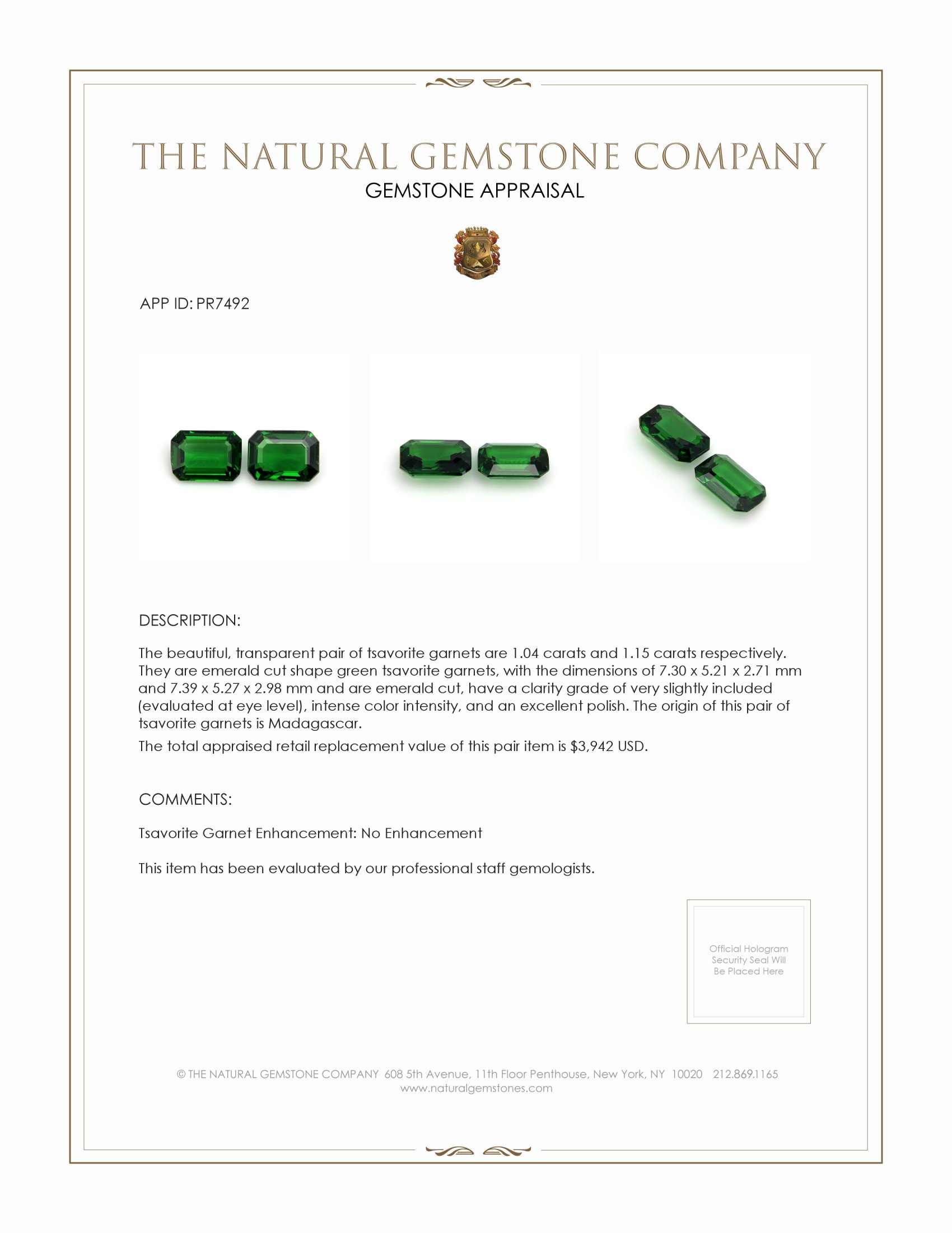 2.19 Ct.Tw. Tsavorite Garnet Pair from Madagascar