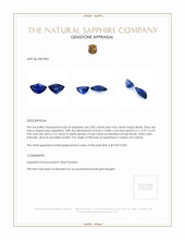 8.31 Ct.Tw.Total Carat Weight Blue Sapphire Pair from Ceylon (Sri Lanka) Appraisal