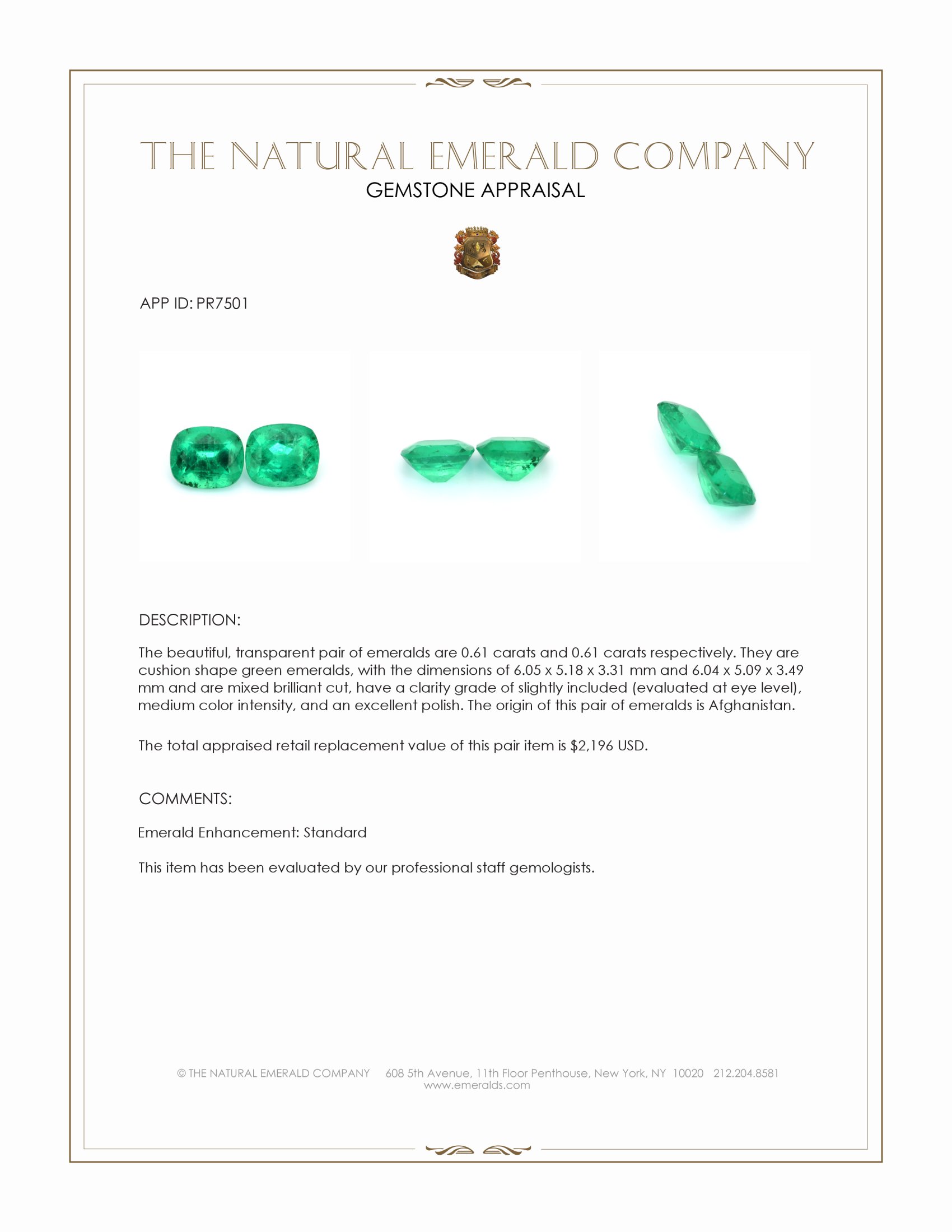 1.22 Ct.Tw. Emerald Pair from Afghanistan