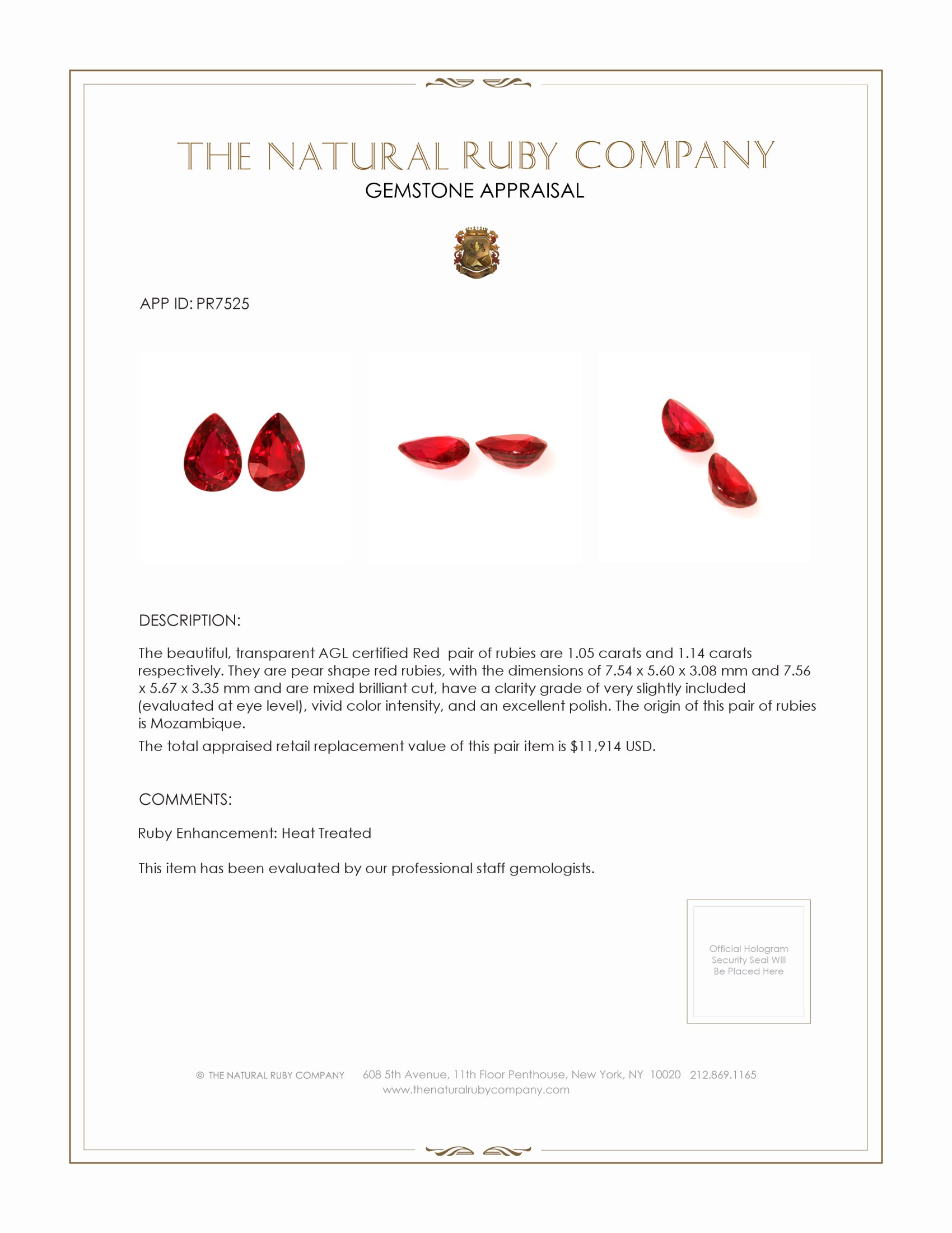2.19 Ct.Tw. Ruby Pair from Mozambique
