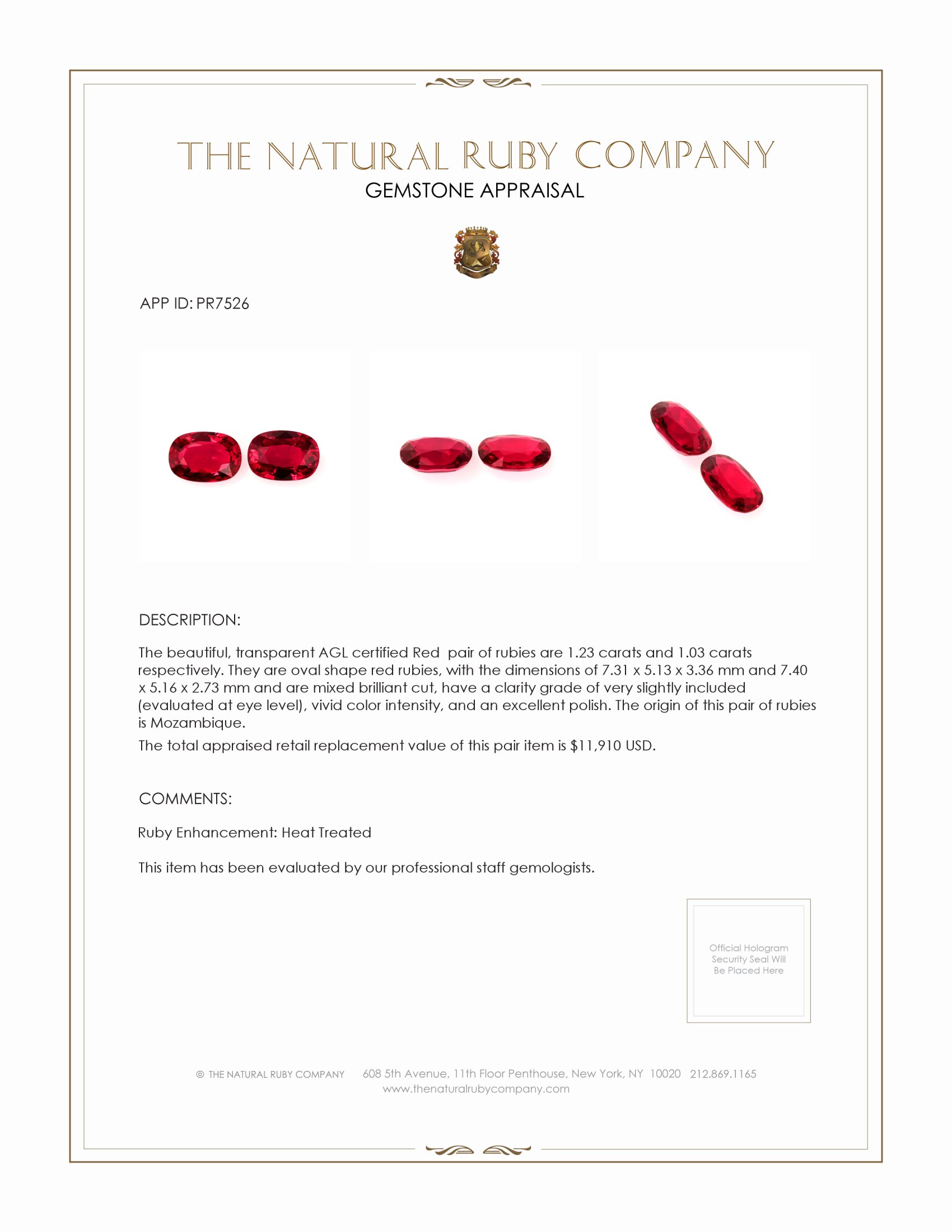 2.26 Ct.Tw. Ruby Pair from Mozambique