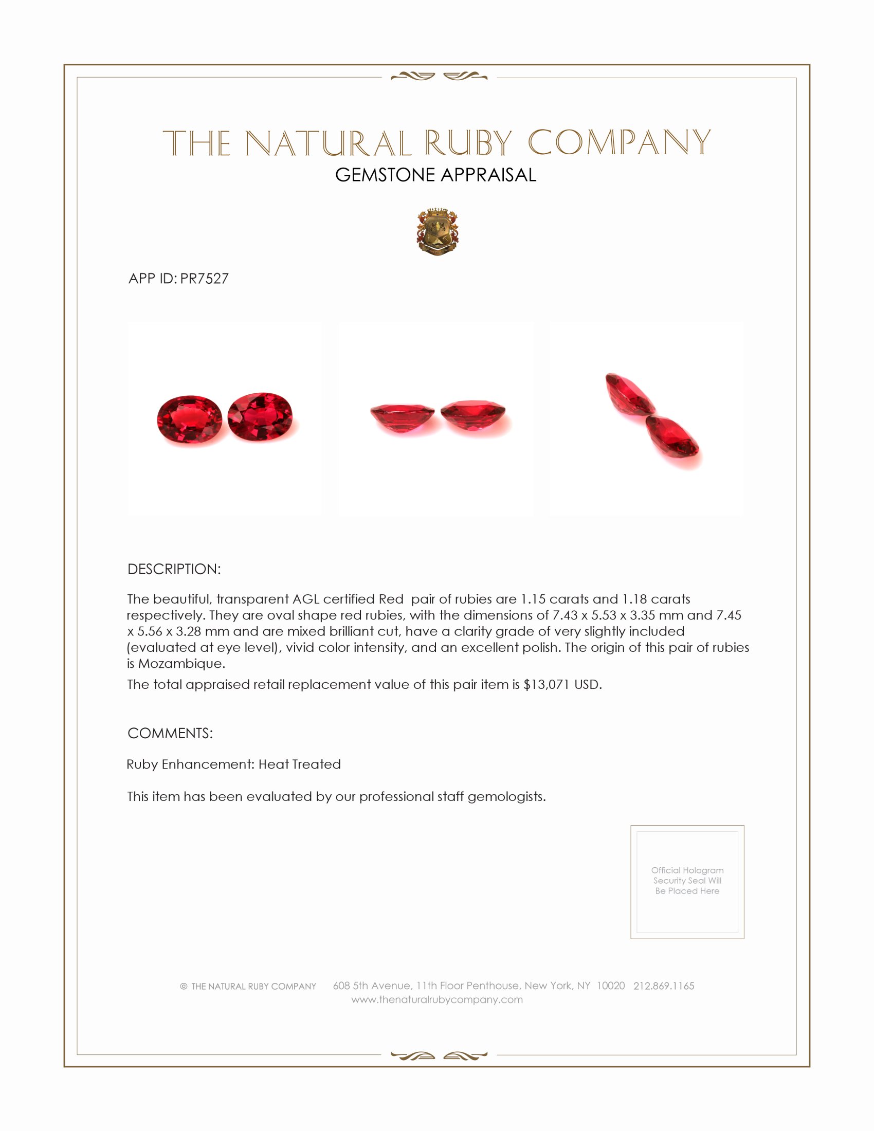2.33 Ct.Tw. Ruby Pair from Mozambique