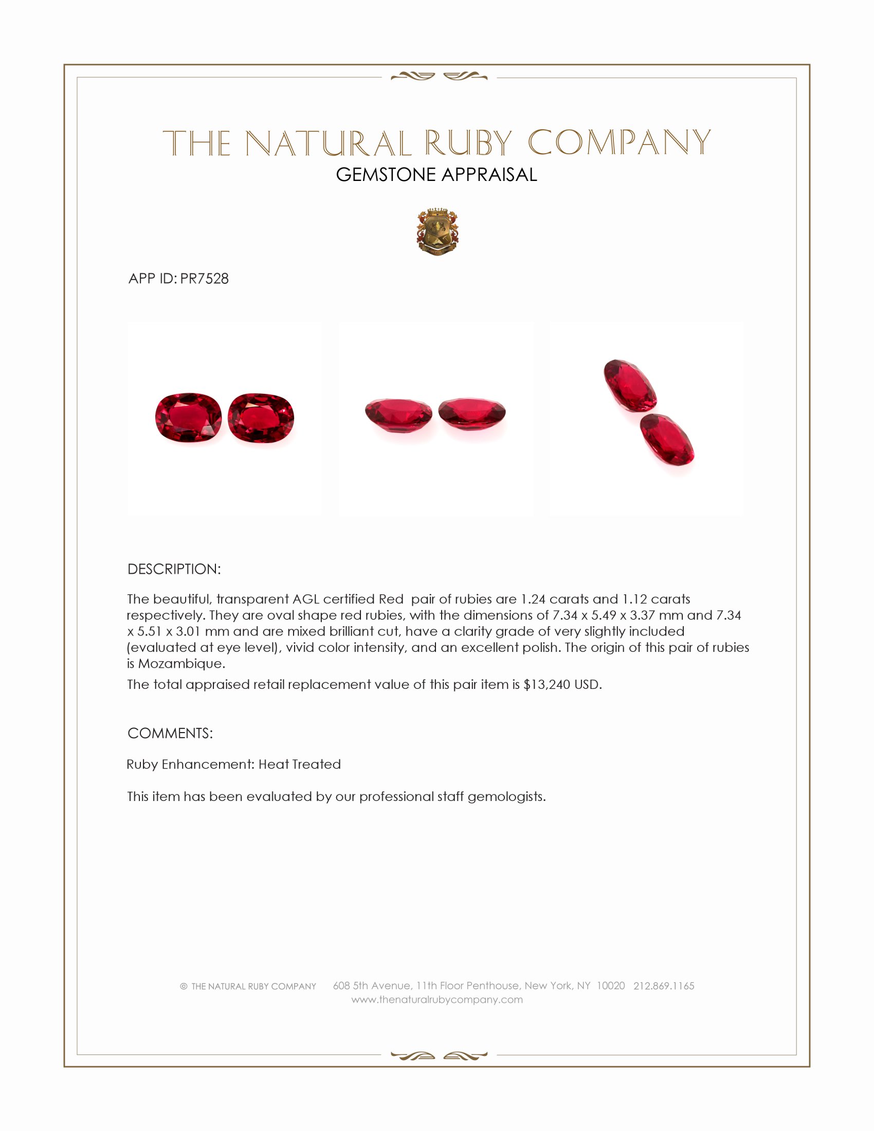 2.36 Ct.Tw. Ruby Pair from Mozambique