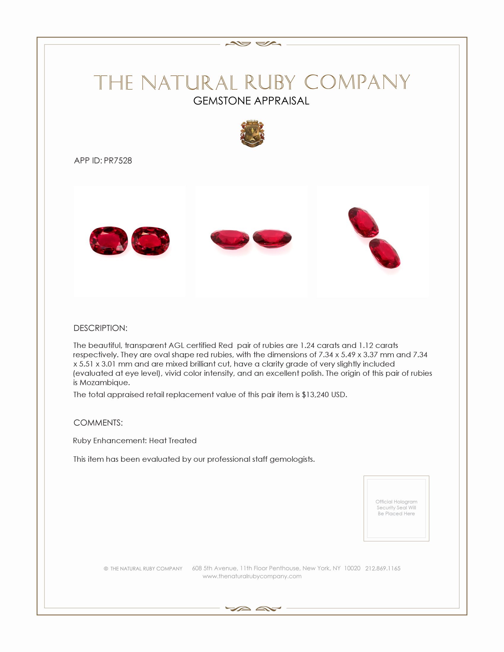 2.36 Ct.Tw. Ruby Pair from Mozambique