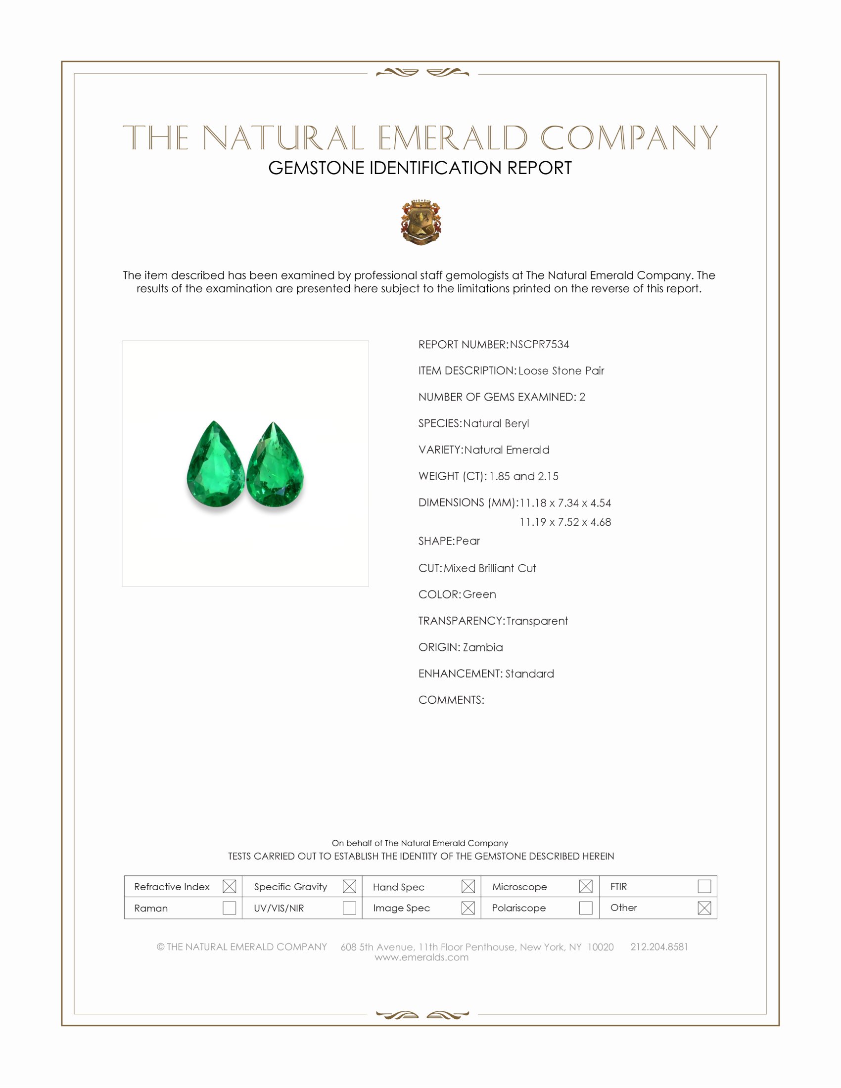4.00 Ct.Tw. Emerald Pair from Zambia
