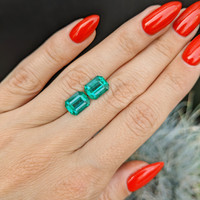 4.89 Ct.Tw.Total Carat Weight Emerald Pair from Zambia Life Style