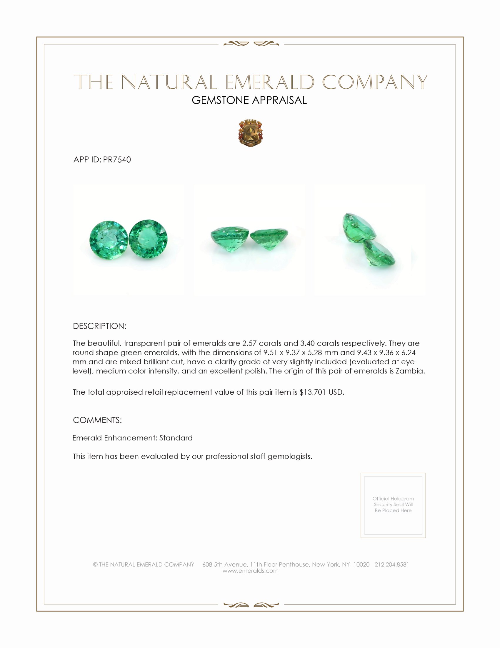 5.97 Ct.Tw. Emerald Pair from Zambia