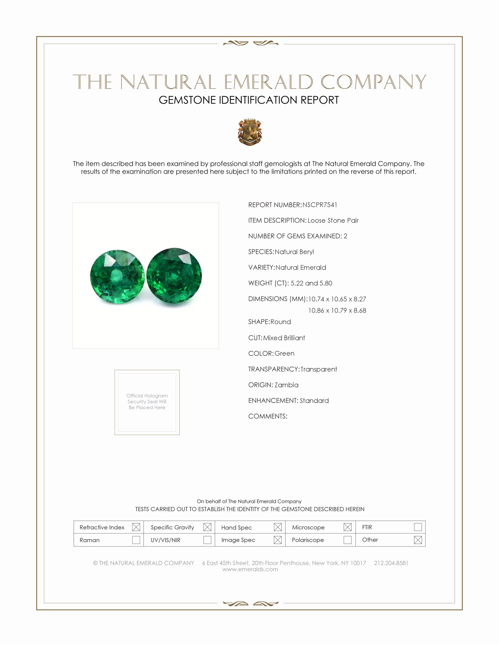 11.02 Ct.Tw. Emerald Pair from Zambia