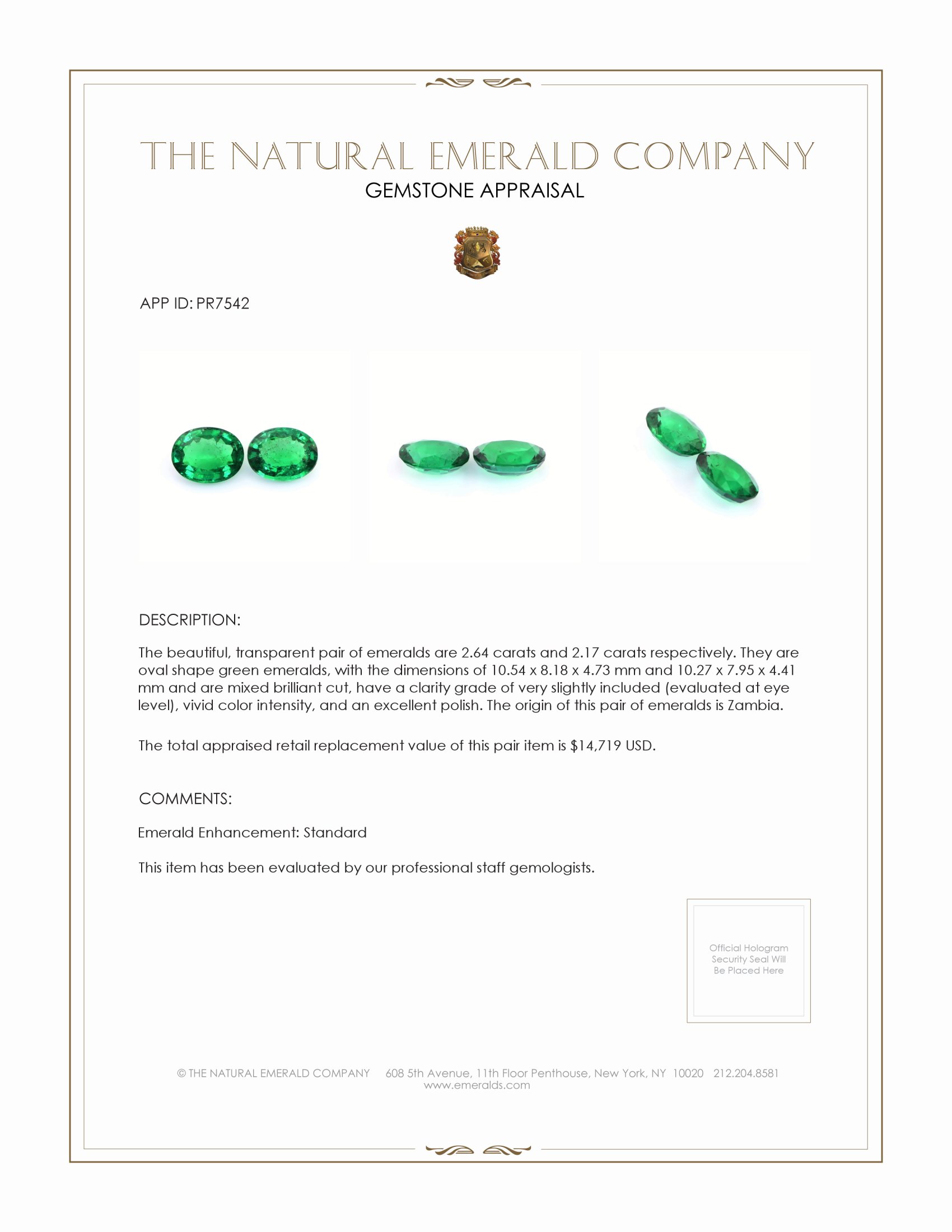 4.81 Ct.Tw. Emerald Pair from Zambia