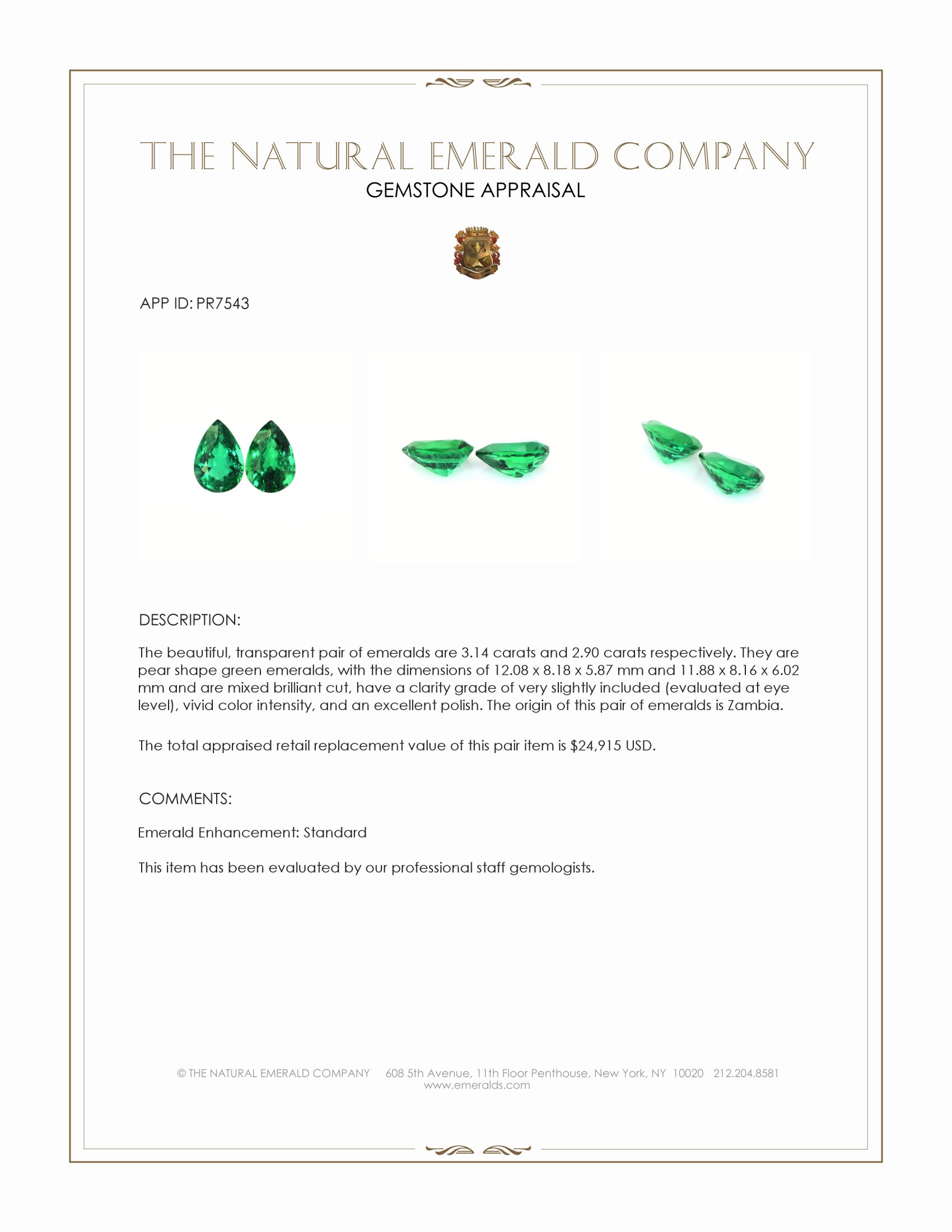 6.04 Ct.Tw. Emerald Pair from Zambia