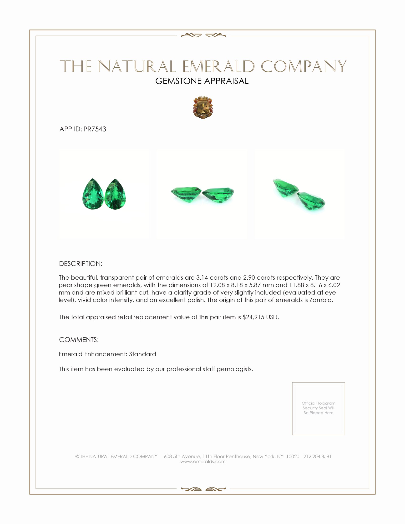 6.04 Ct.Tw. Emerald Pair from Zambia