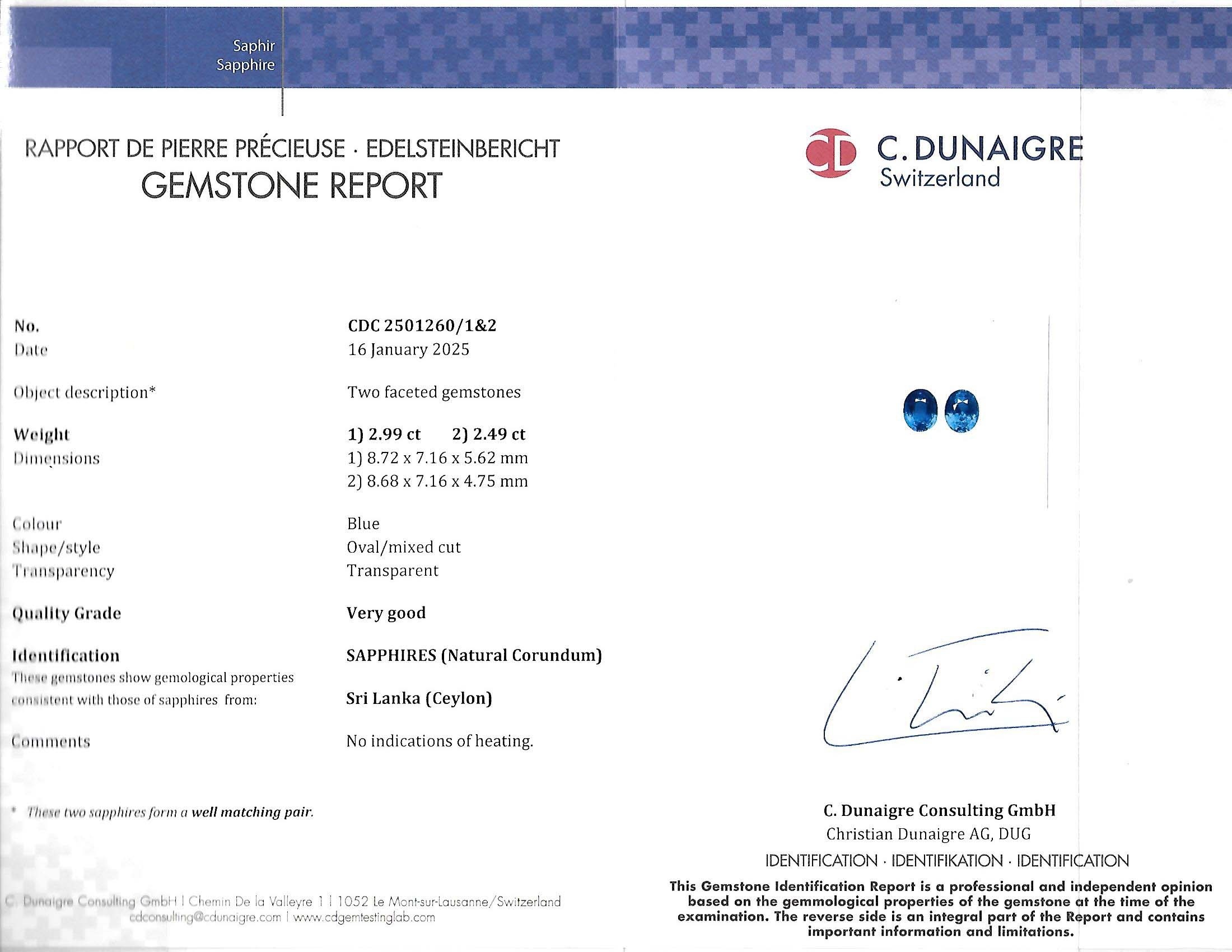 5.49 Ct.Tw. Blue Sapphire Pair from Ceylon (Sri Lanka)