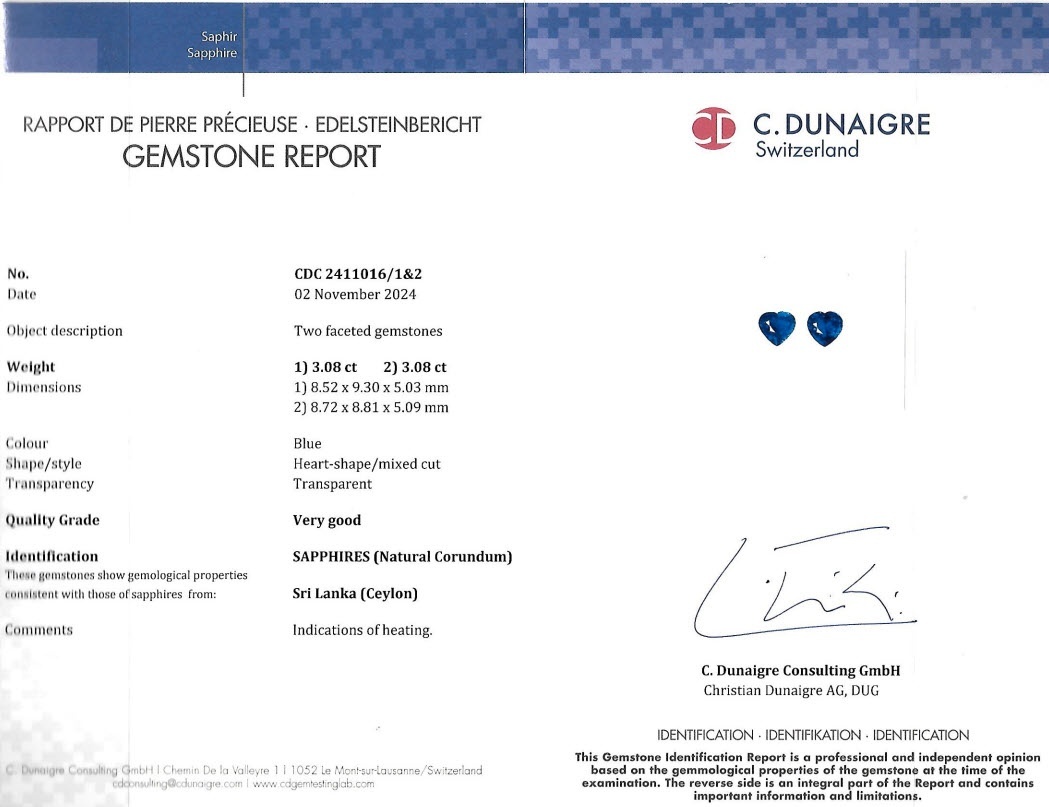 6.16 Ct.Tw. Blue Sapphire Pair from Ceylon (Sri Lanka)