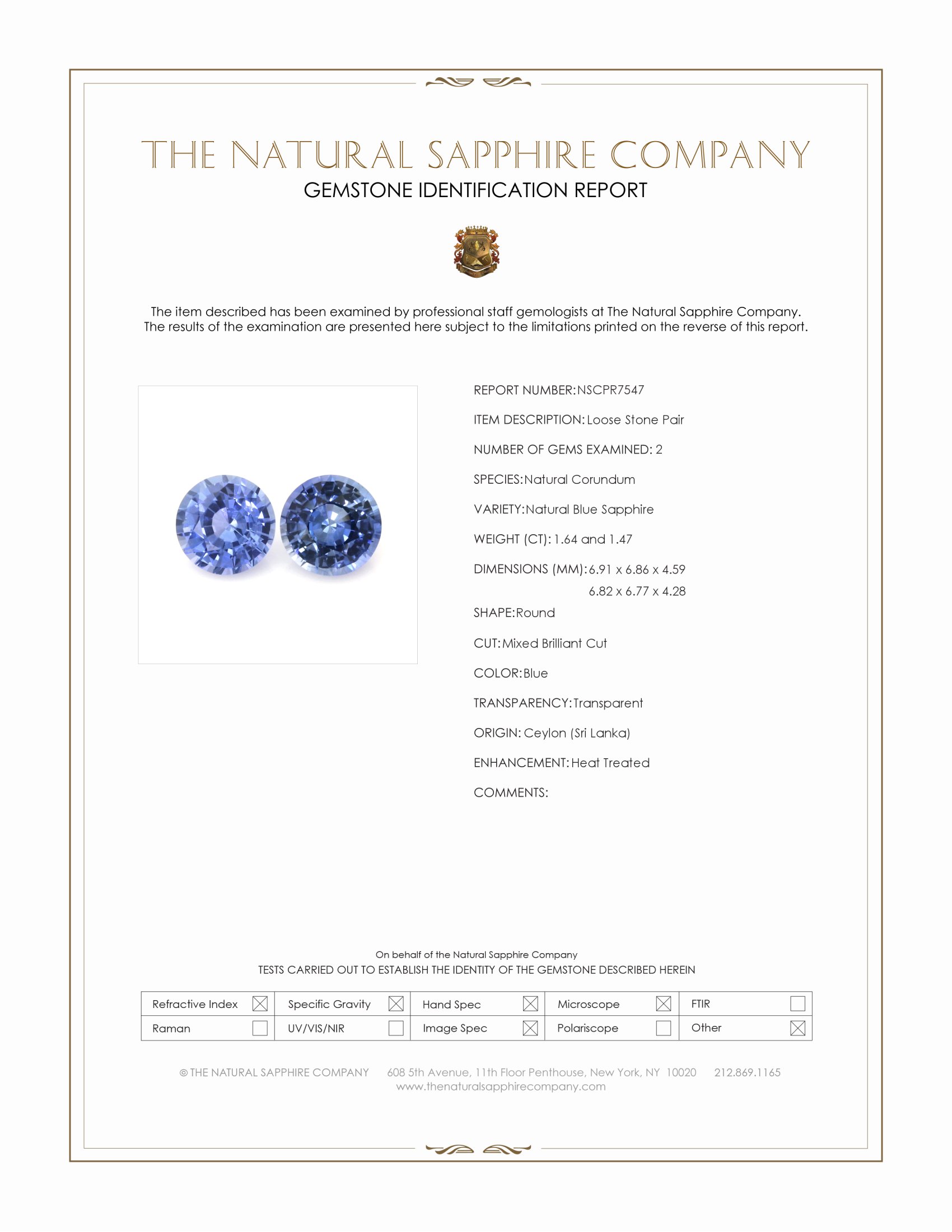 3.11 Ct.Tw. Blue Sapphire Pair from Ceylon (Sri Lanka)