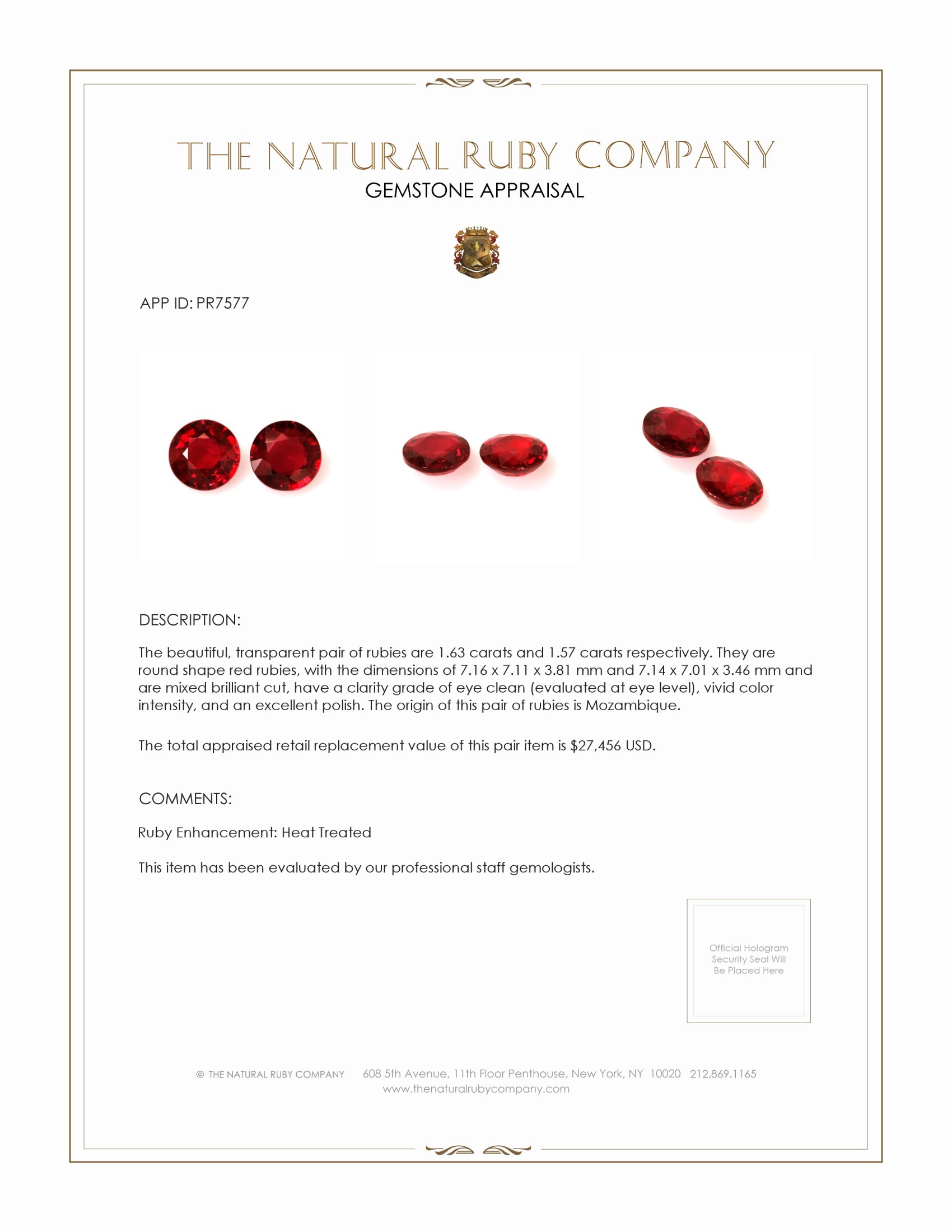 3.20 Ct.Tw. Ruby Pair from Mozambique