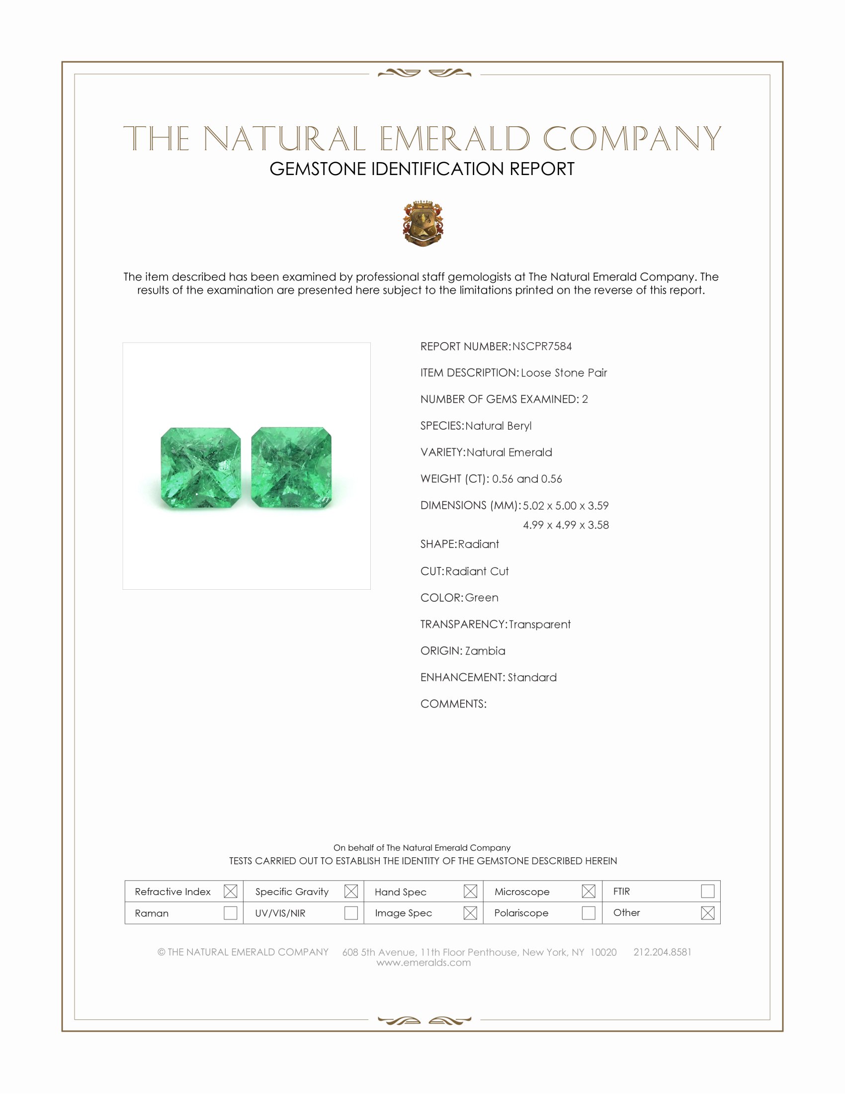 1.12 Ct.Tw. Emerald Pair from Zambia