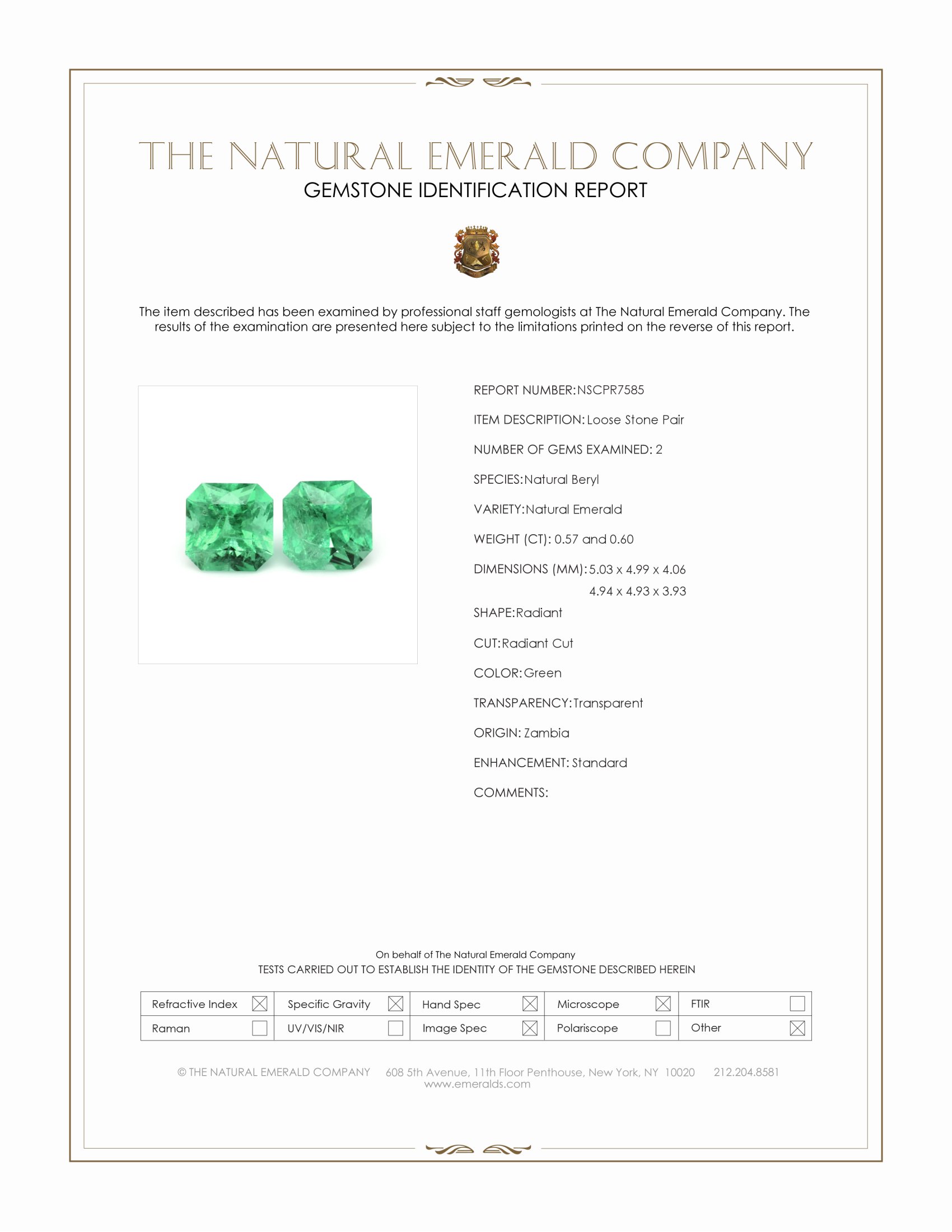 1.17 Ct.Tw. Emerald Pair from Zambia