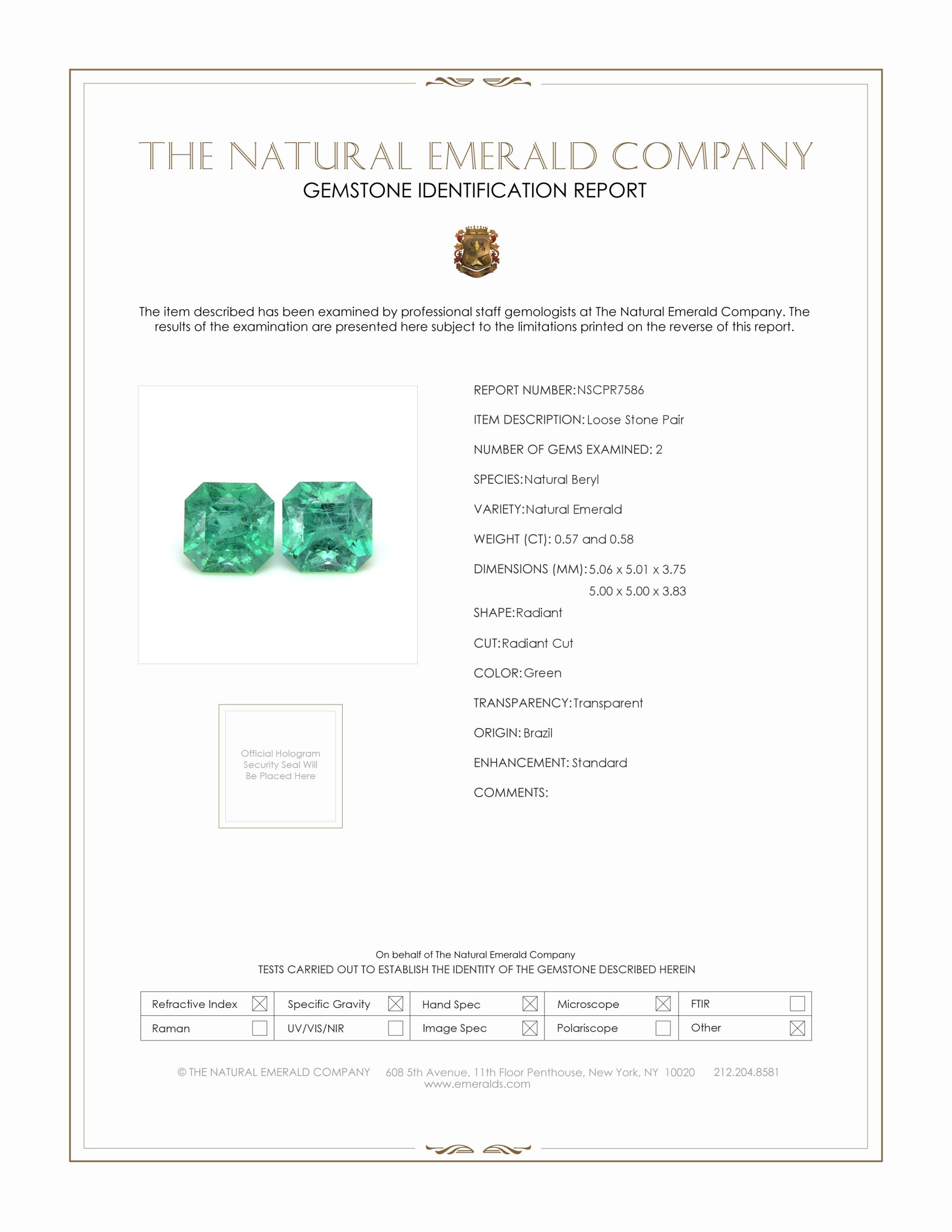 1.15 Ct.Tw. Emerald Pair from Brazil