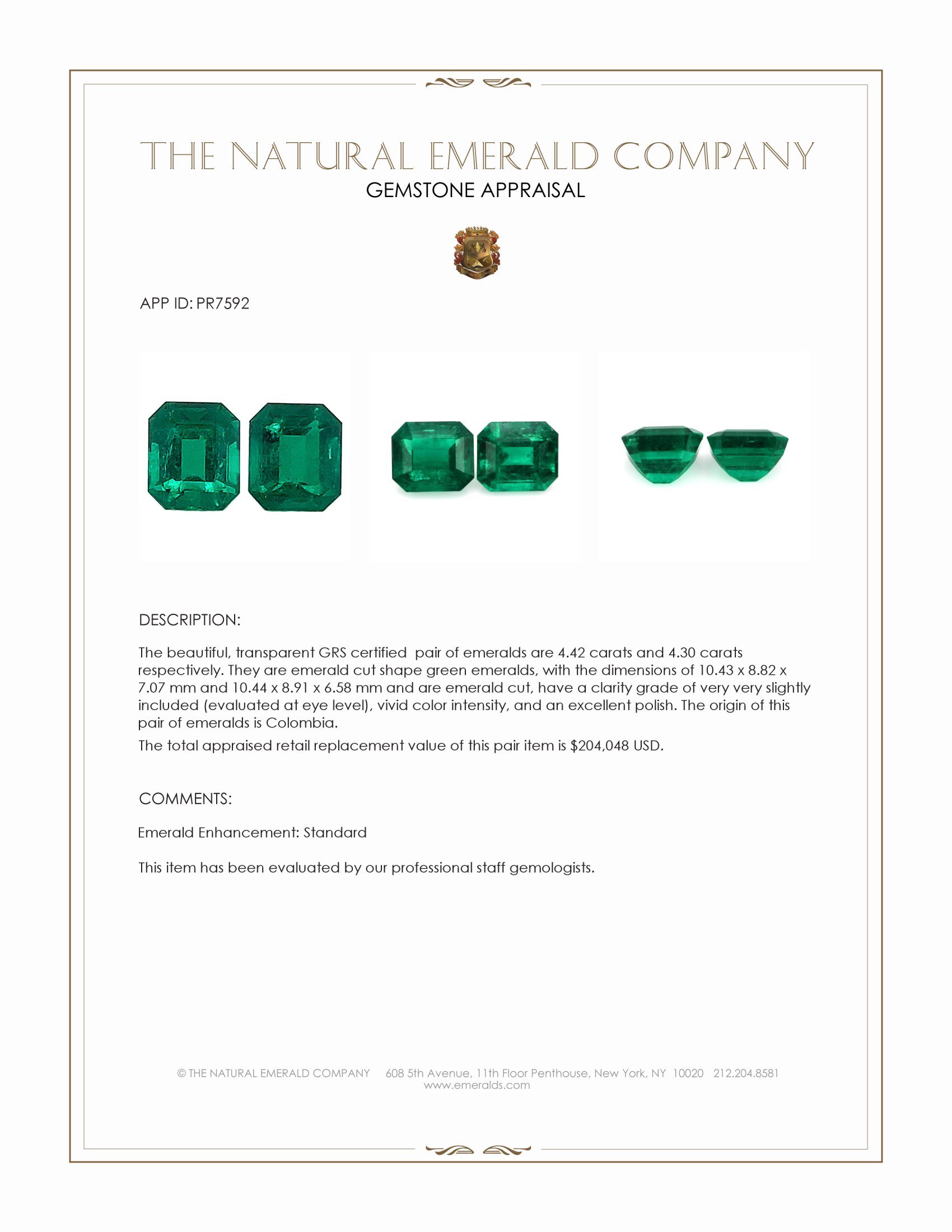 8.72 Ct.Tw. Emerald Pair from Colombia