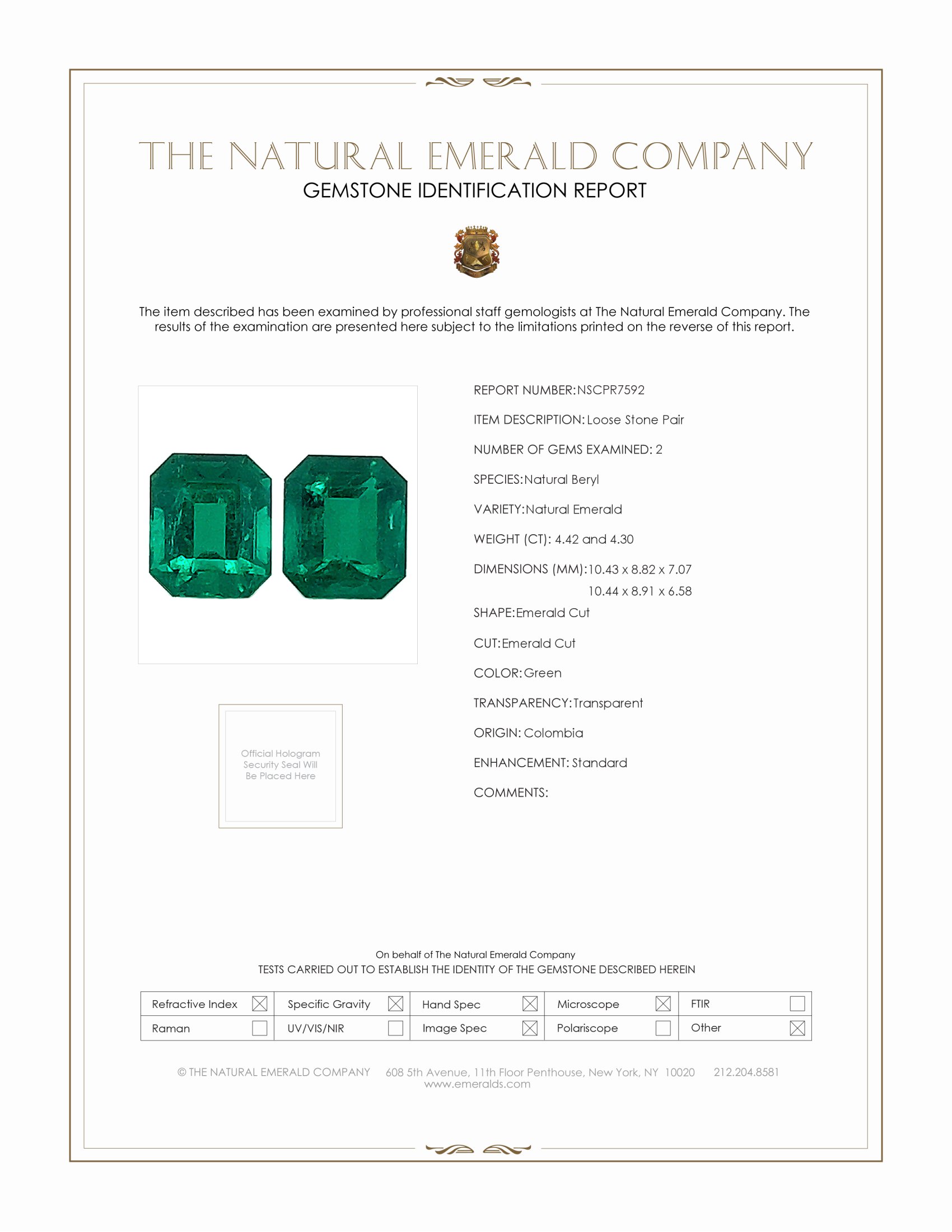 8.72 Ct.Tw. Emerald Pair from Colombia