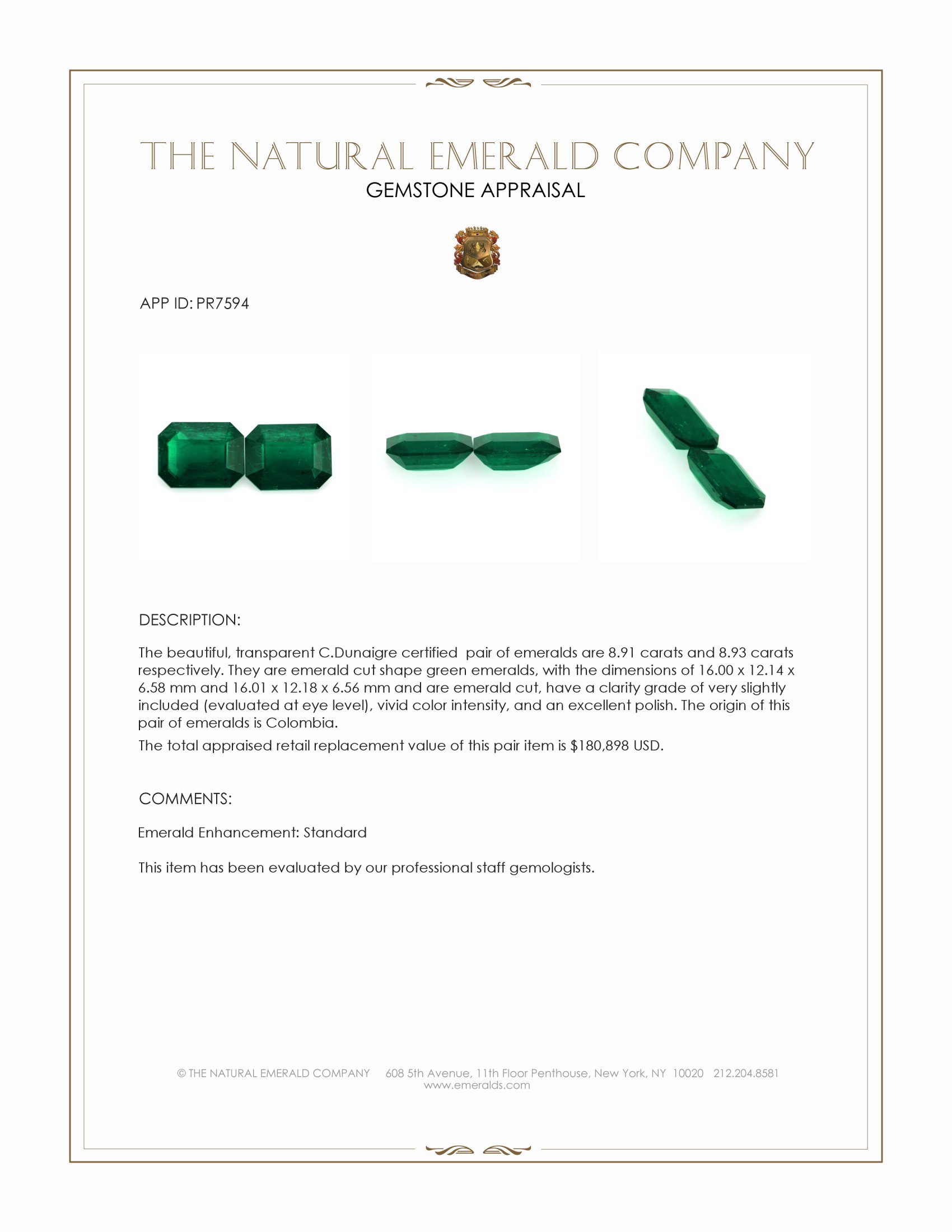 17.84 Ct.Tw. Emerald Pair from Colombia