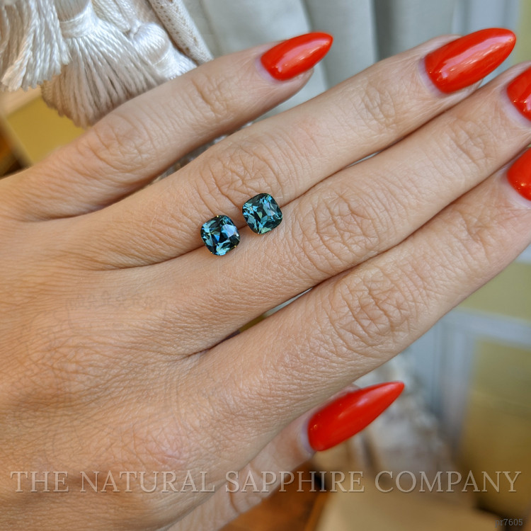 2.78 Ct.Tw. Bluish Green Sapphire Pair from Ceylon (Sri Lanka)