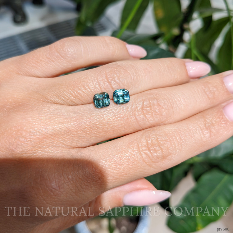 2.83 Ct.Tw. Greenish Blue Sapphire Pair from Ceylon (Sri Lanka)