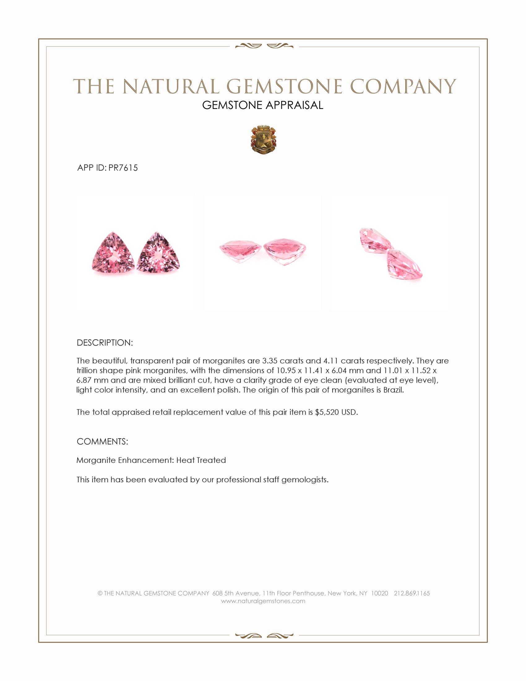 7.46 Ct.Tw. Morganite Pair from Brazil