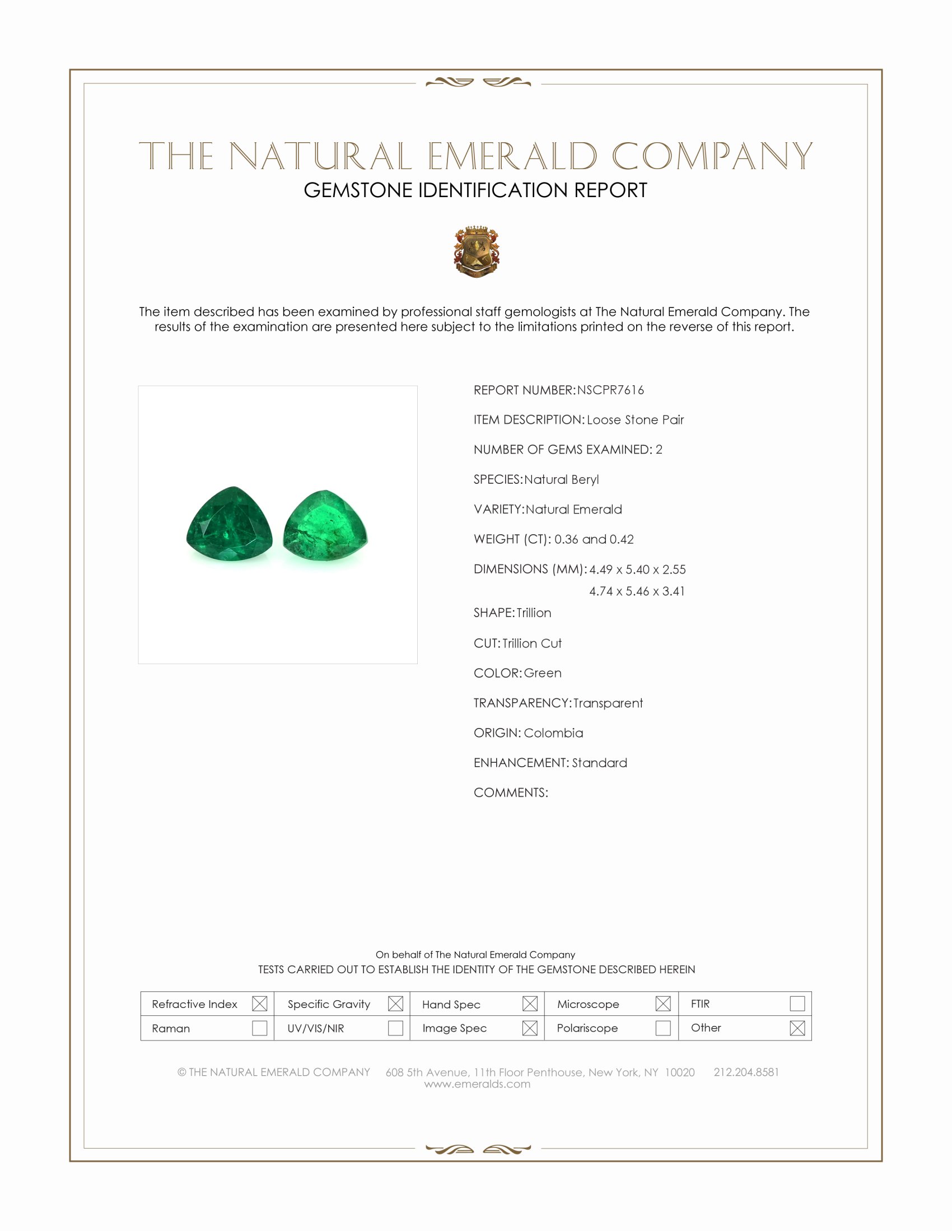 0.78 Ct.Tw. Emerald Pair from Colombia