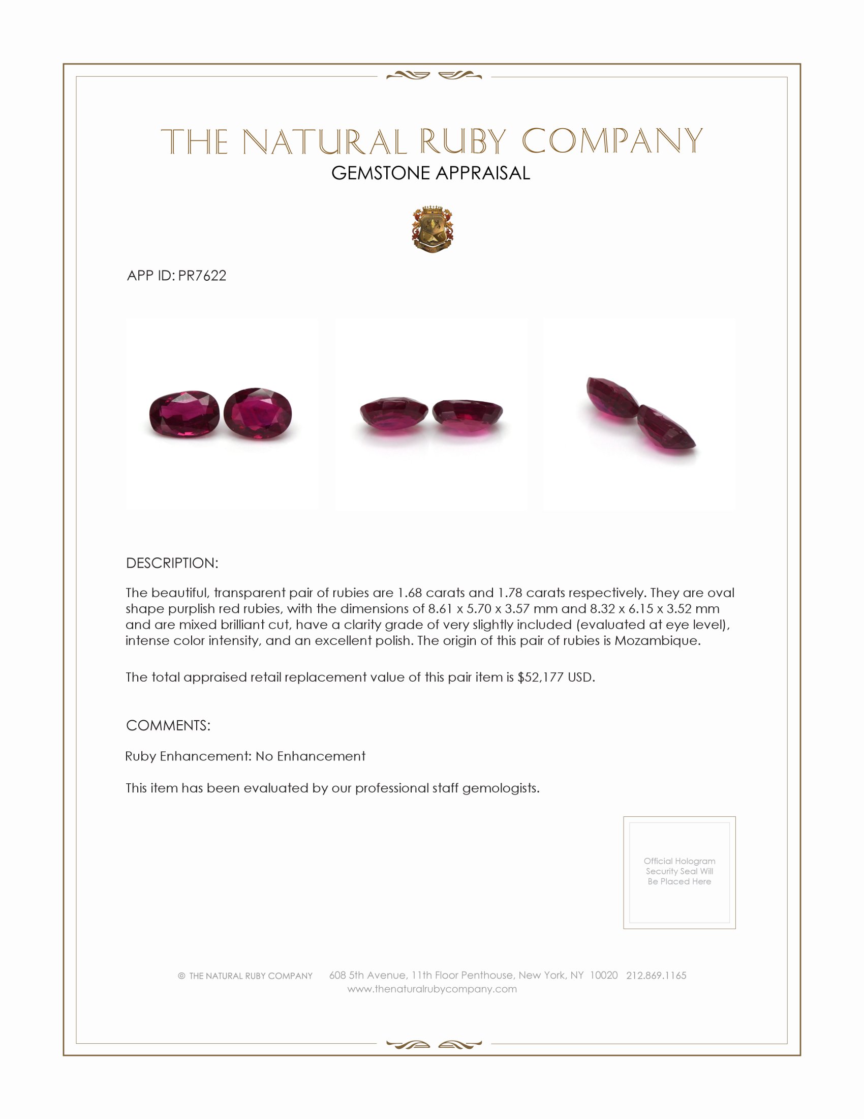 3.46 Ct.Tw. Ruby Pair from Mozambique