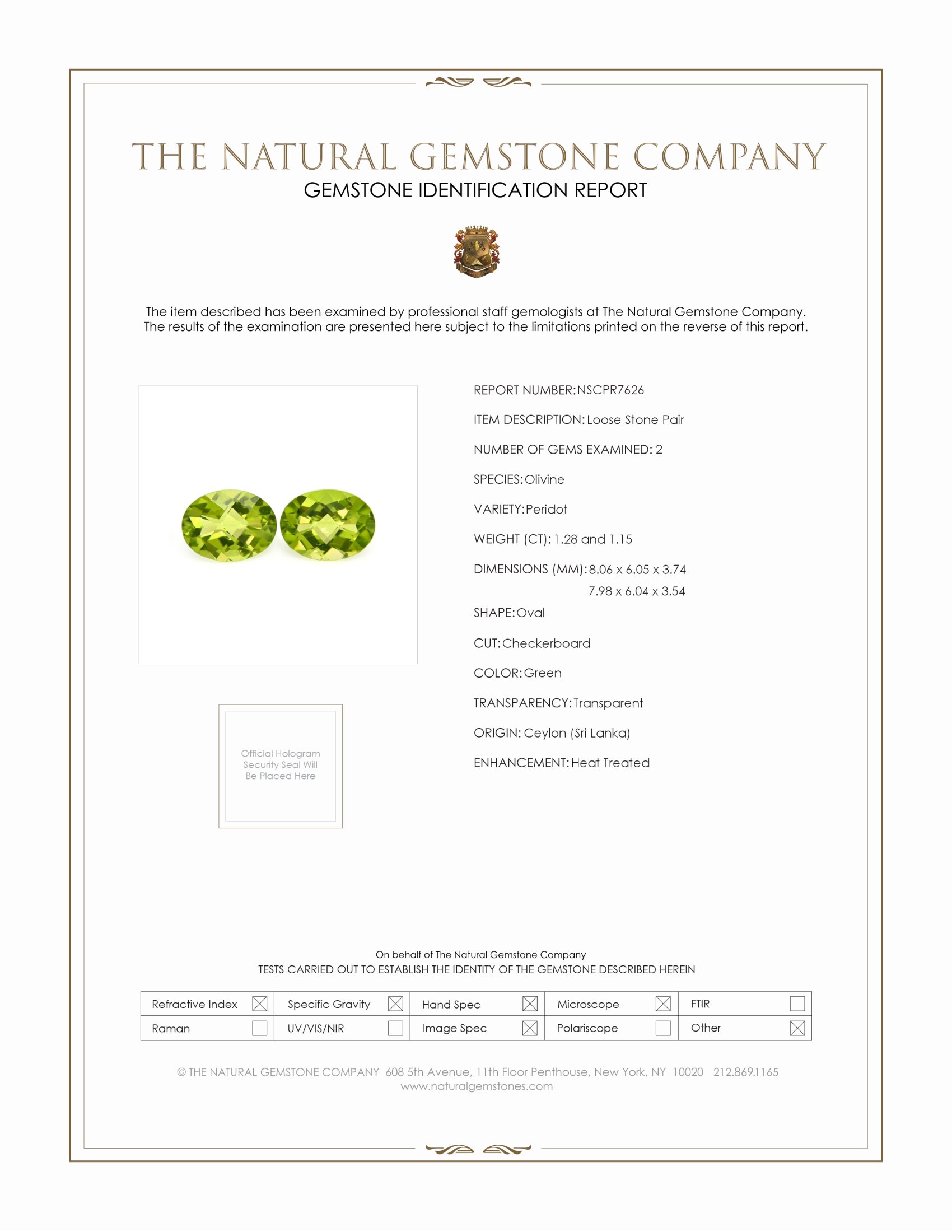 2.43 Ct.Tw. Green Peridot Pair from Ceylon (Sri Lanka)