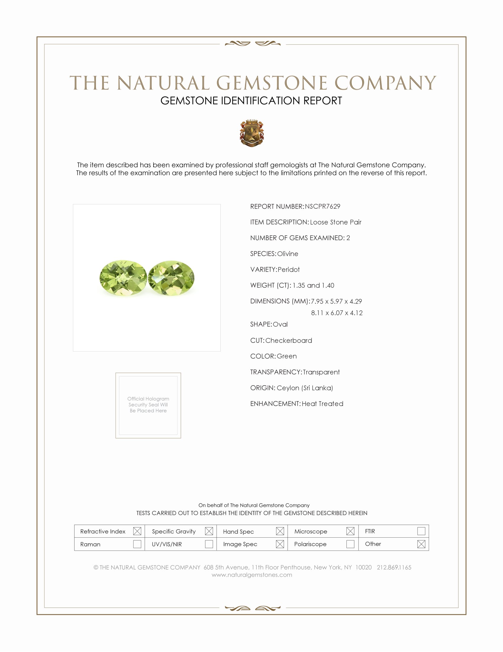 2.75 Ct.Tw. Green Peridot Pair from Ceylon (Sri Lanka)