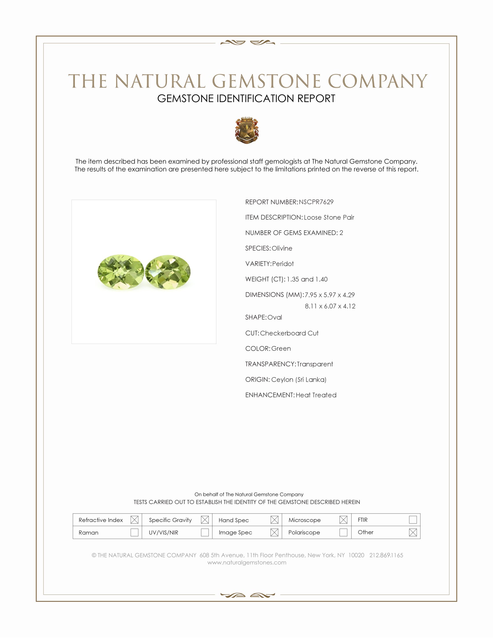 2.75 Ct.Tw. Green Peridot Pair from Ceylon (Sri Lanka)