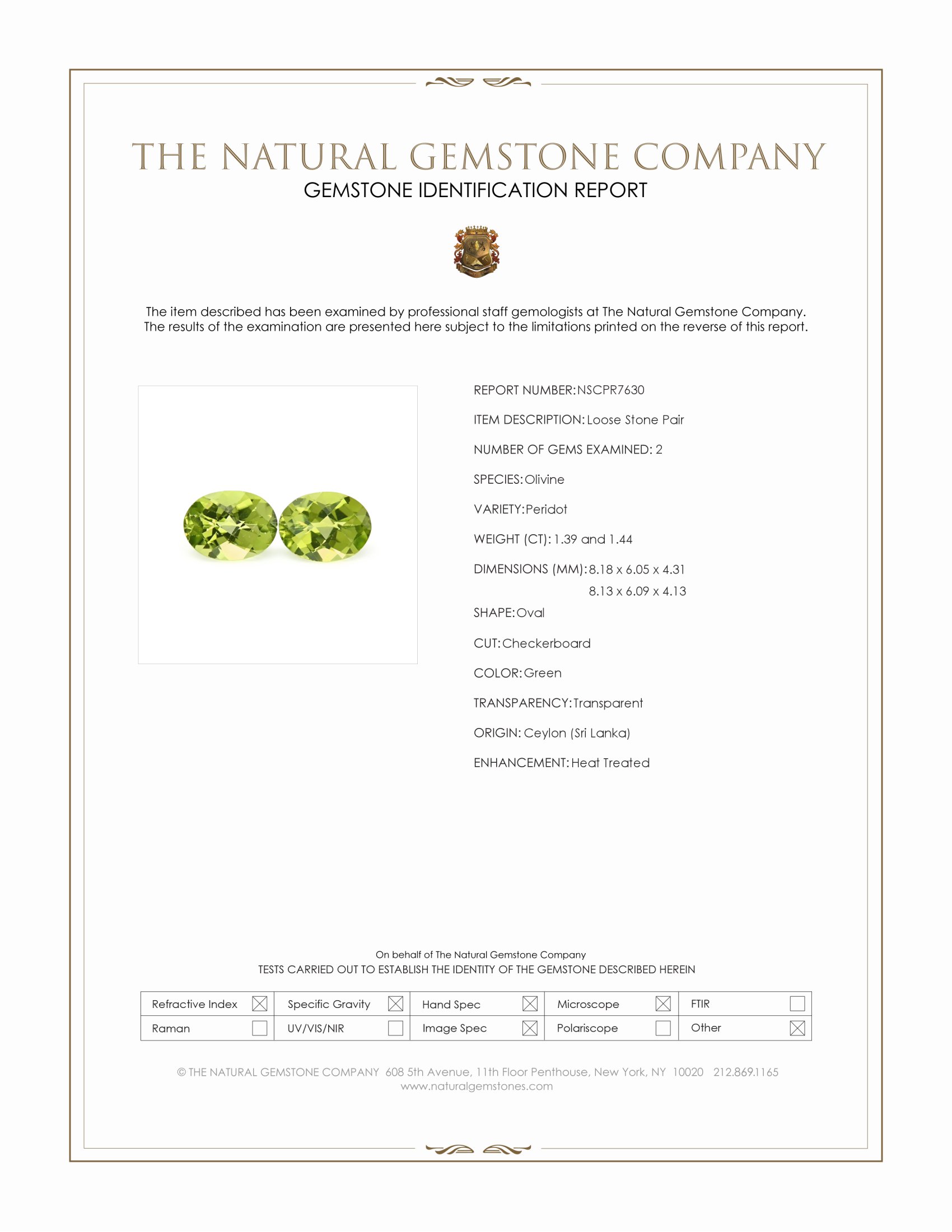 2.83 Ct.Tw. Green Peridot Pair from Ceylon (Sri Lanka)
