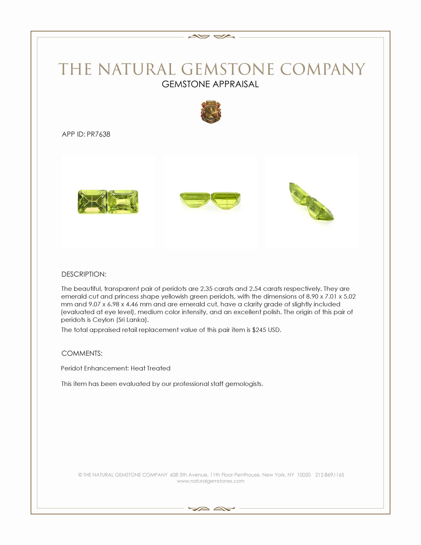 4.89 Ct.Tw. Peridot Pair from Ceylon (Sri Lanka)