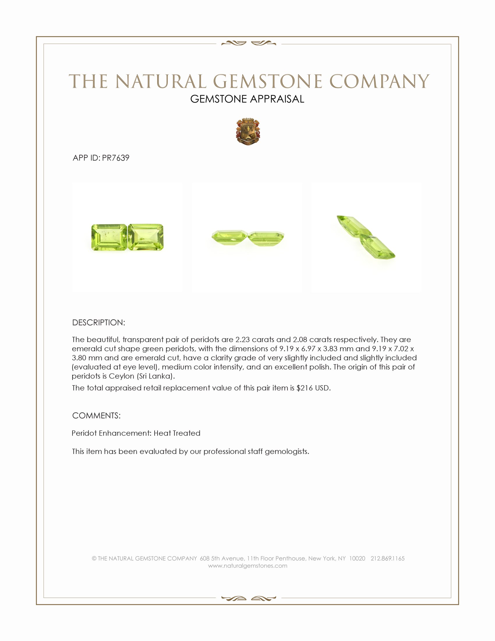 4.31 Ct.Tw. Peridot Pair from Ceylon (Sri Lanka)