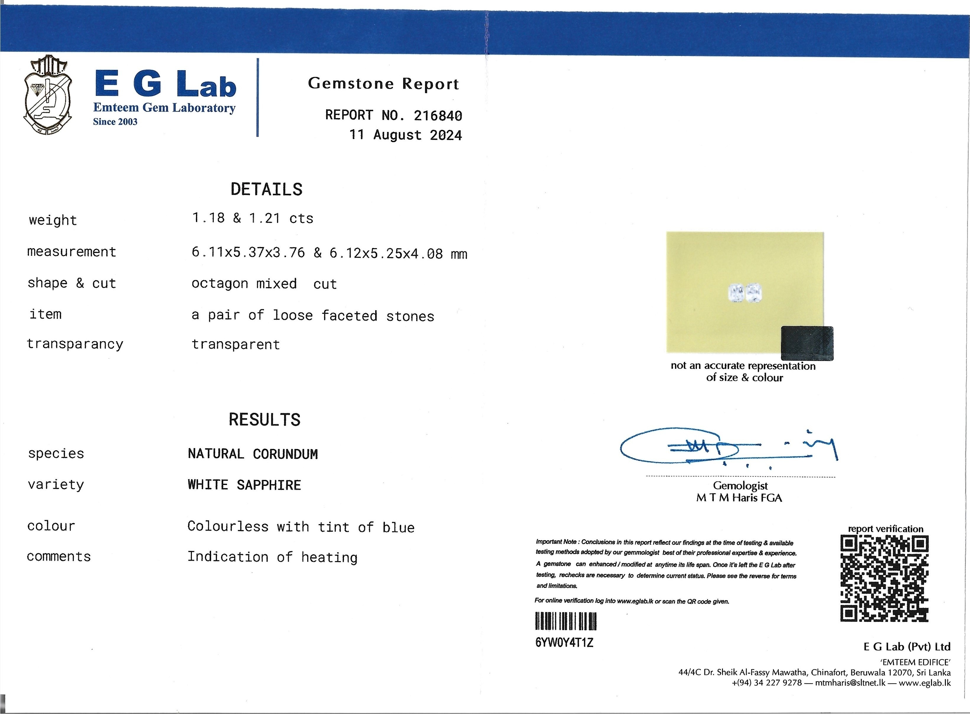 2.39 Ct.Tw. White Sapphire Pair from Ceylon (Sri Lanka)