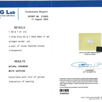 3.19 Ct.Tw.Total Carat Weight White Sapphire Pair from Ceylon (Sri Lanka) Scan Report