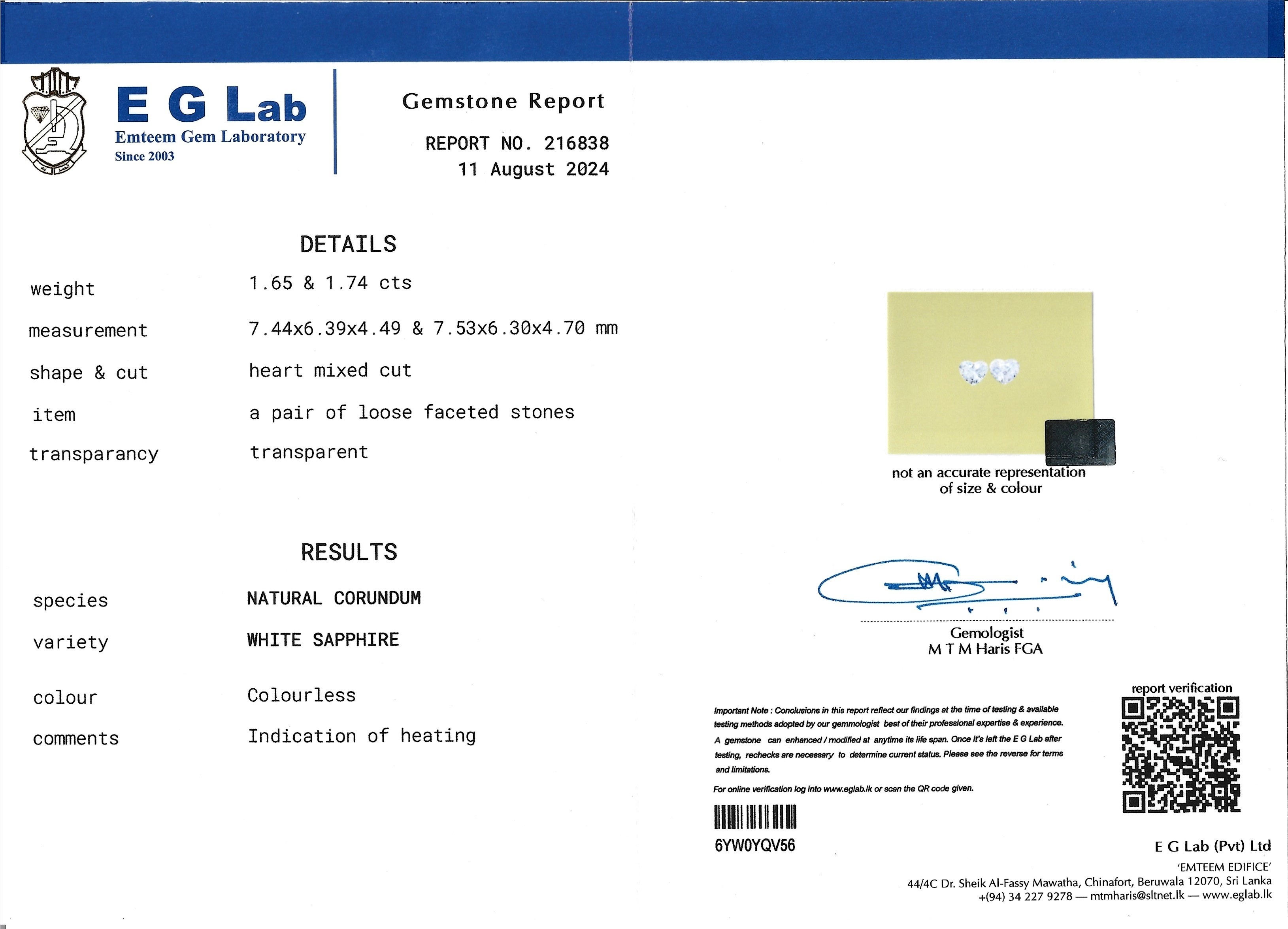 3.40 Ct.Tw. White Sapphire Pair from Ceylon (Sri Lanka)