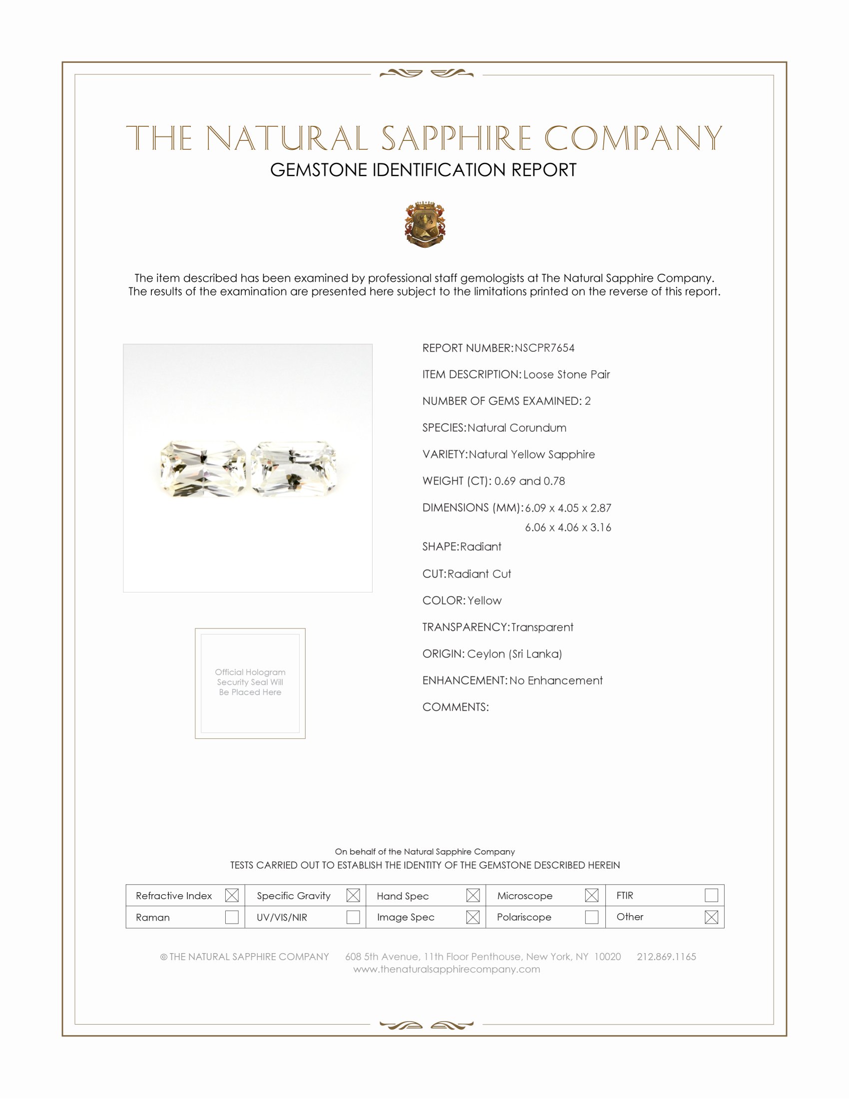 1.47 Ct.Tw. Yellow Sapphire Pair from Ceylon (Sri Lanka)